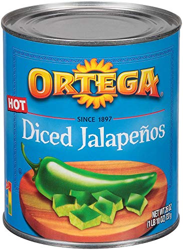 Ortega Diced Jalapeno Peppers - 26 oz Can (Pack of 12) | Premium Canned Peppers for Nachos, Tacos, Salads & Mexican Recipes | Spicy Food Topping & Cooking Ingredient