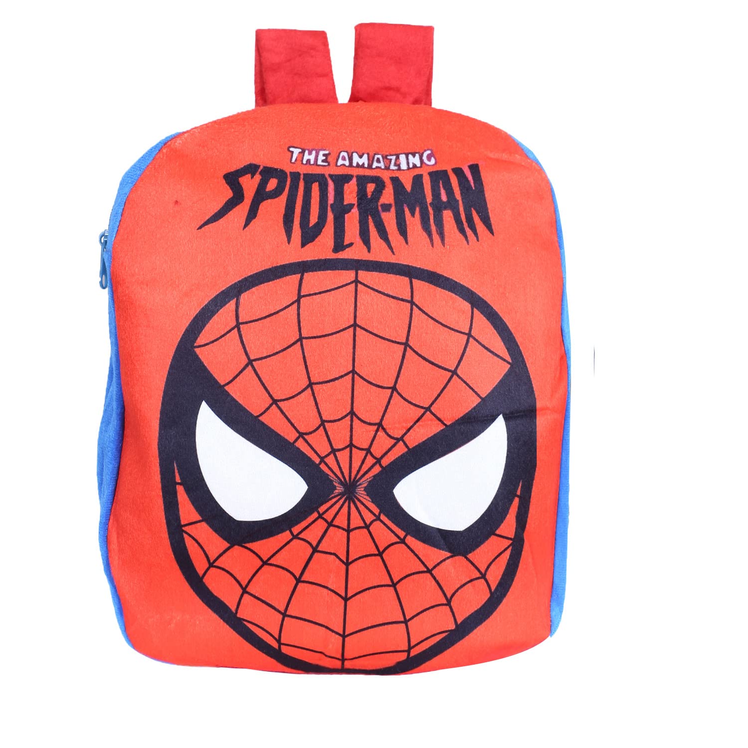 Kuber Industries Marvel The Amazing Spider-Man Velvet Backpack for Kids - 2 Compartment School Bookbag for Boys & Girls | Perfect for School, Travel & Daily Use | Red Superhero Design
