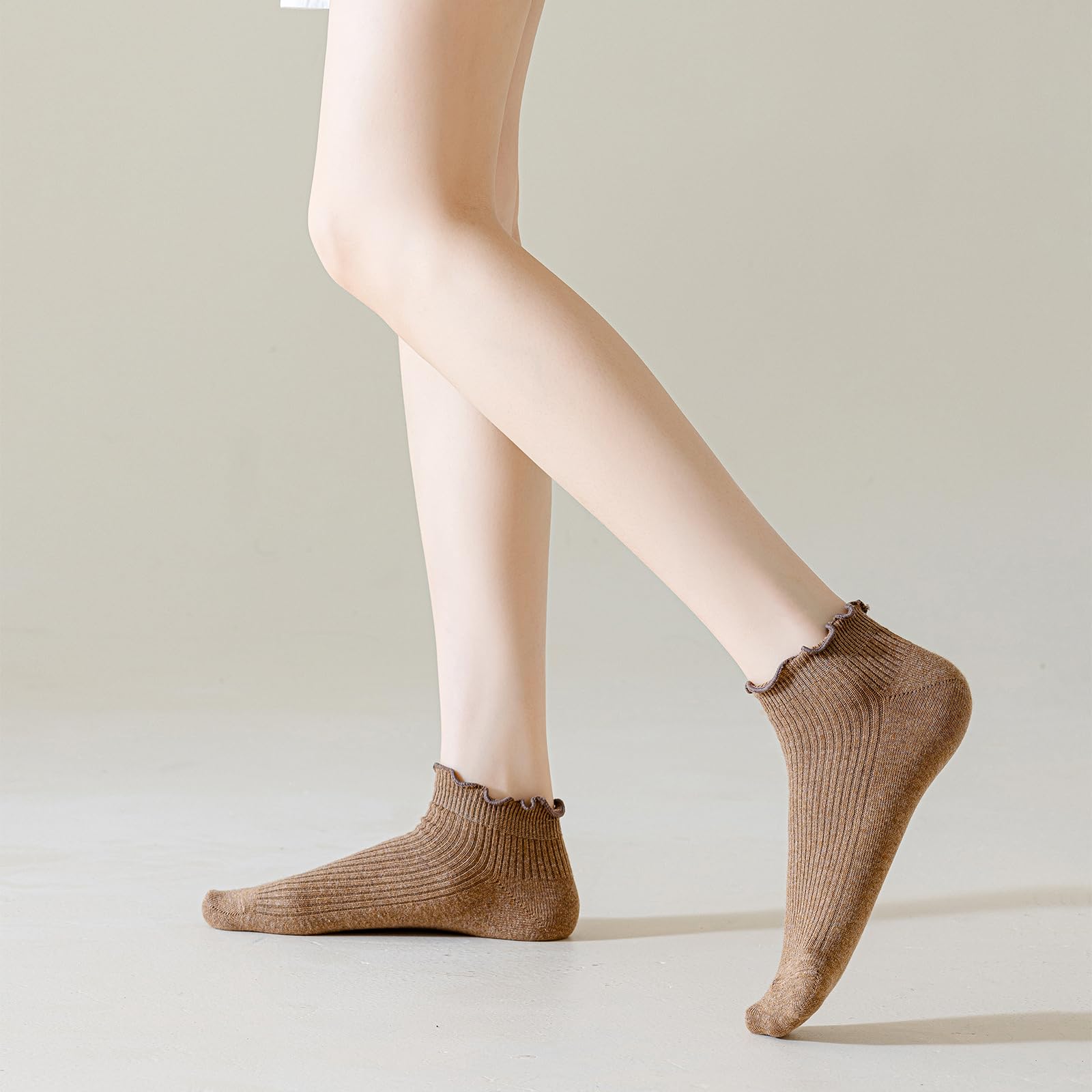 Mcool Mary Women's Ankle Ruffle Socks 6-Pack - Cute Cotton No-Show Socks for Casual Wear