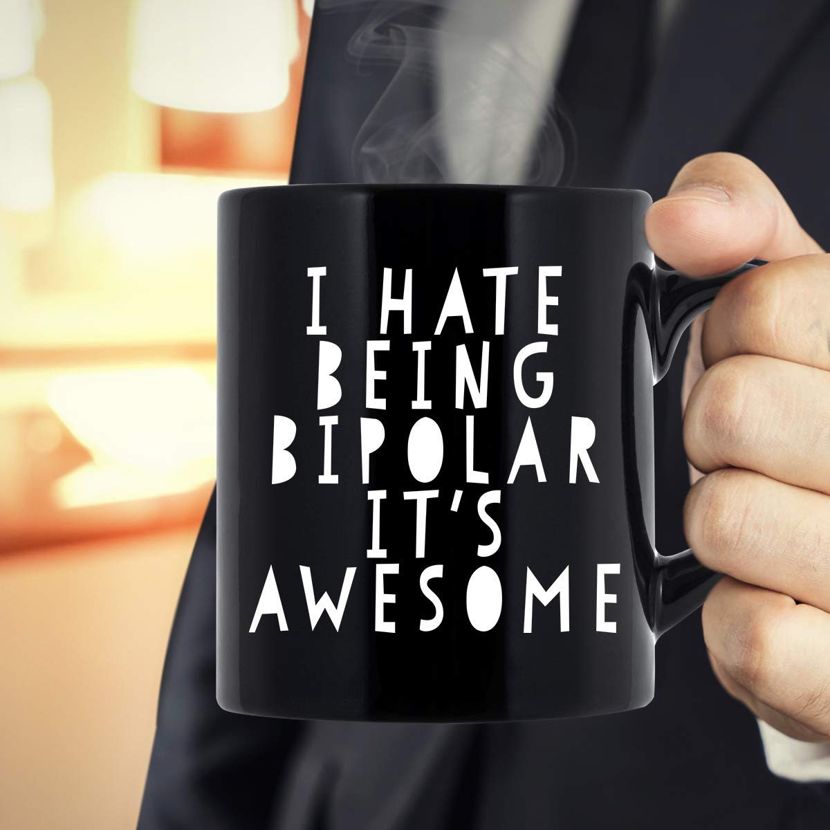 Bipolar Coffee Mug - Funny & Awesome 11 oz Black Coffee Cup - Perfect Gift for Women & Men - Ideal for Home, Office & Gifts