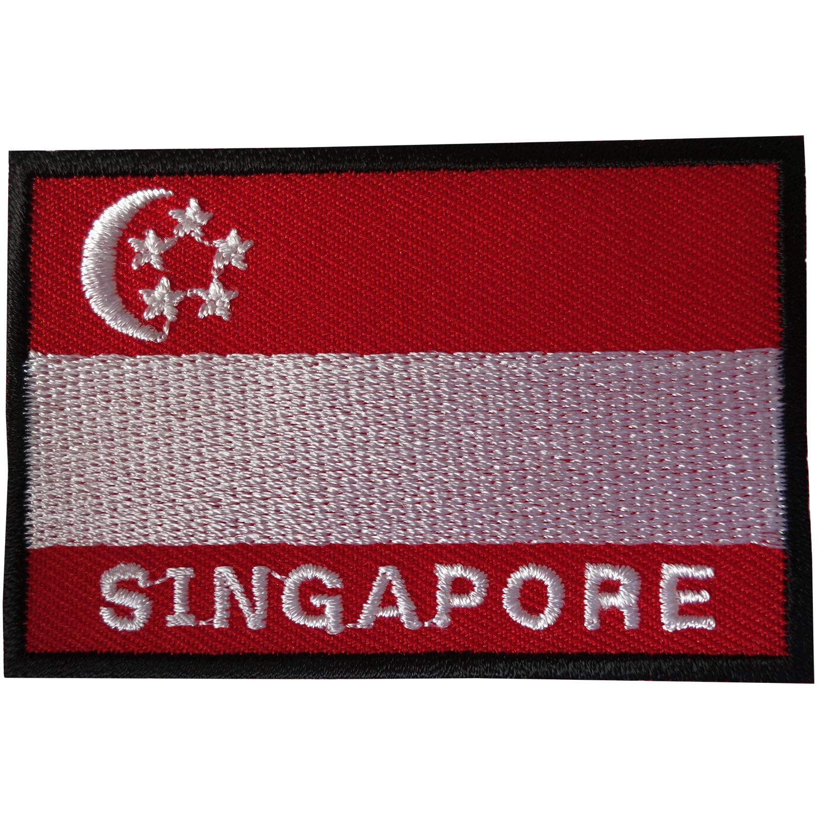 Singapore Flag Patch - Iron On & Sew On Embroidered Badge for Clothes, Hats, Bags - Patriotic Applique for Uniforms, Costumes, DIY Crafts & National Pride Events
