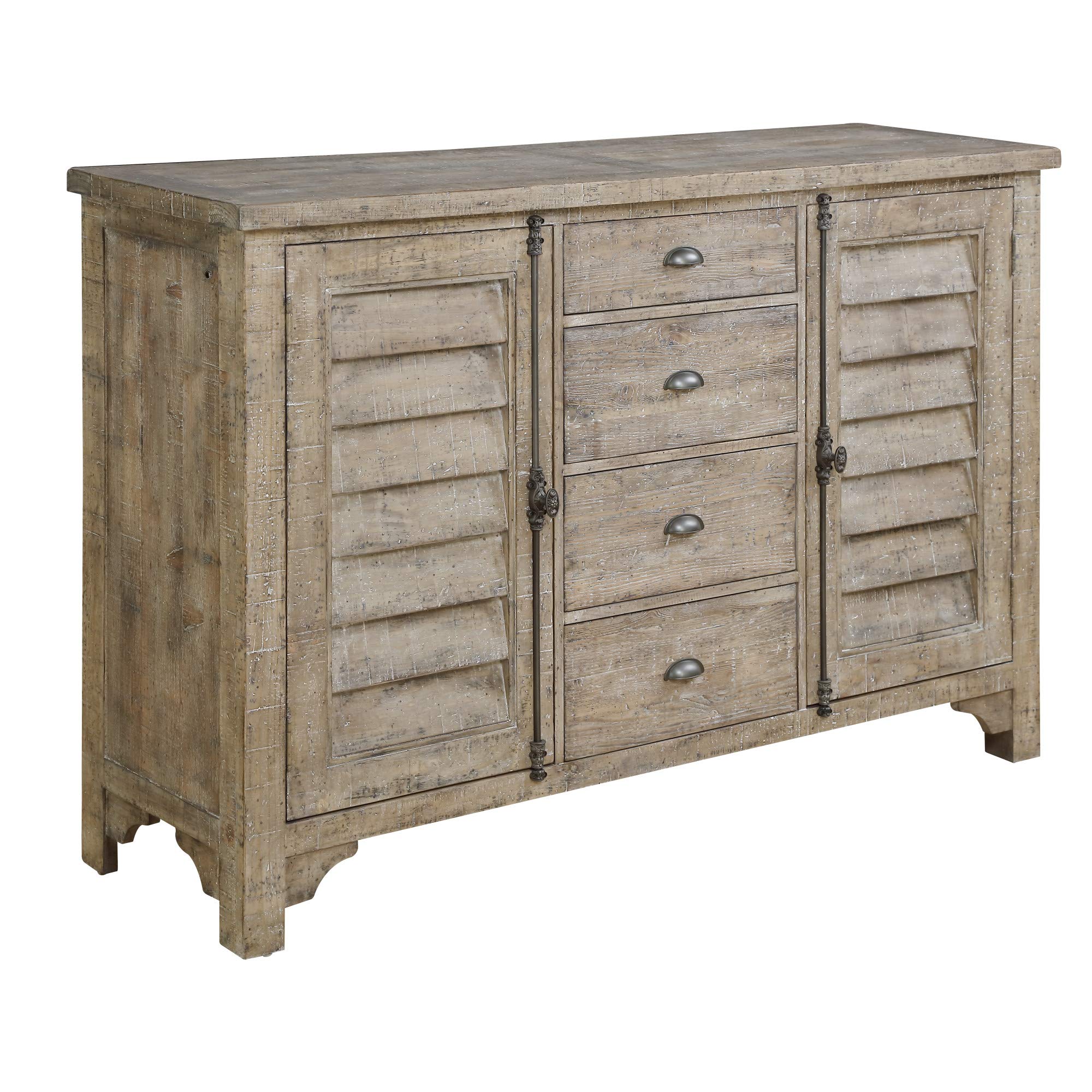 Wallace & Bay Haynes Buffet Cabinet with 6 Shelves & 3 Drawers - Limestone Gray Finish | Stylish Storage Solution for Dining Room, Living Room or Entryway Organization