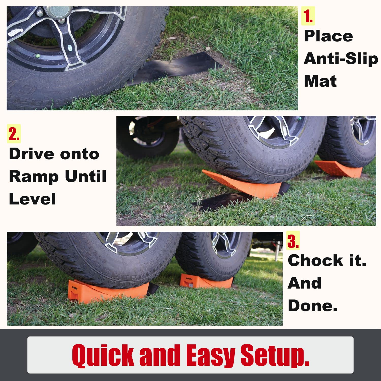 Premium RV Camper Levelers 2 Pack Kit - Anti-Slip Stabilizers for Easy Parking & Leveling | Perfect for Travel Trailers, Motorhomes & Camping Trips