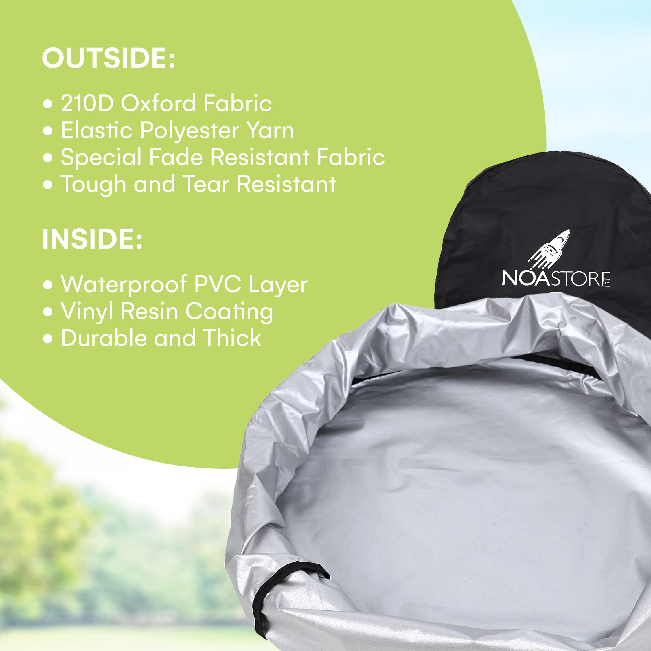 **Noa Store Heavy Duty 18 Inch BBQ Grill Cover - 210D Waterproof Gas Grill Cover for Smokers, Gas Stoves, Griddles & Kettle Grills - Perfect for Outdoor Cooking & Backyard BBQs**