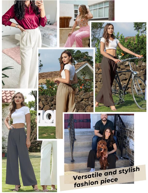 Stylish Women's High Waisted Wide Leg Dress Pants - Business Casual Work Trousers for Office & Formal Occasions | Comfortable Straight Leg Slacks for Professional Outfits & Dressy Looks
