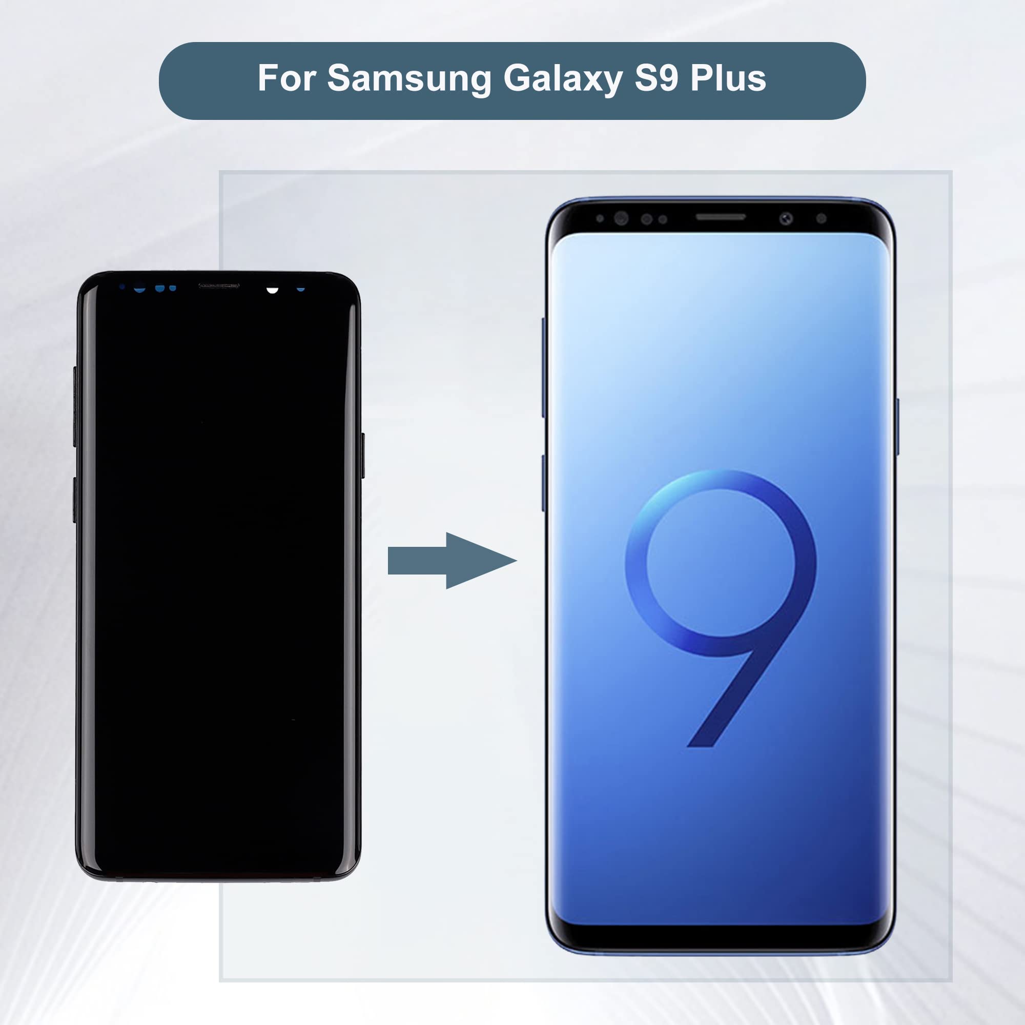 AMOLED Display Screen Replacement for Samsung Galaxy S9 Plus S9+ G965U G965W - 6.2 Inch LCD Touch Screen Assembly with Repair Tools - Perfect for DIY Phone Screen Fixes & Display Upgrades
