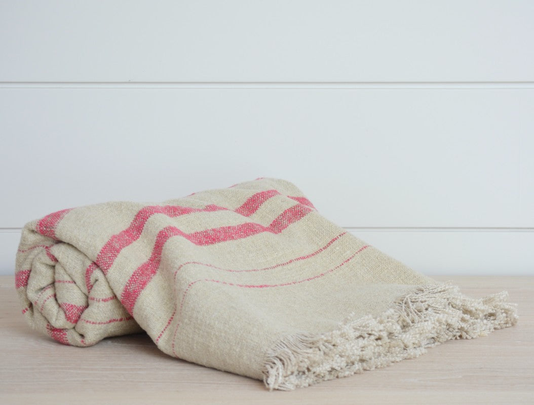 Soft Nate Stripe Natural Pink Throw Blanket - Cozy & Stylish for Living Room, Bedroom, or Gift - Perfect for Cuddling, Decor, and Cold Nights