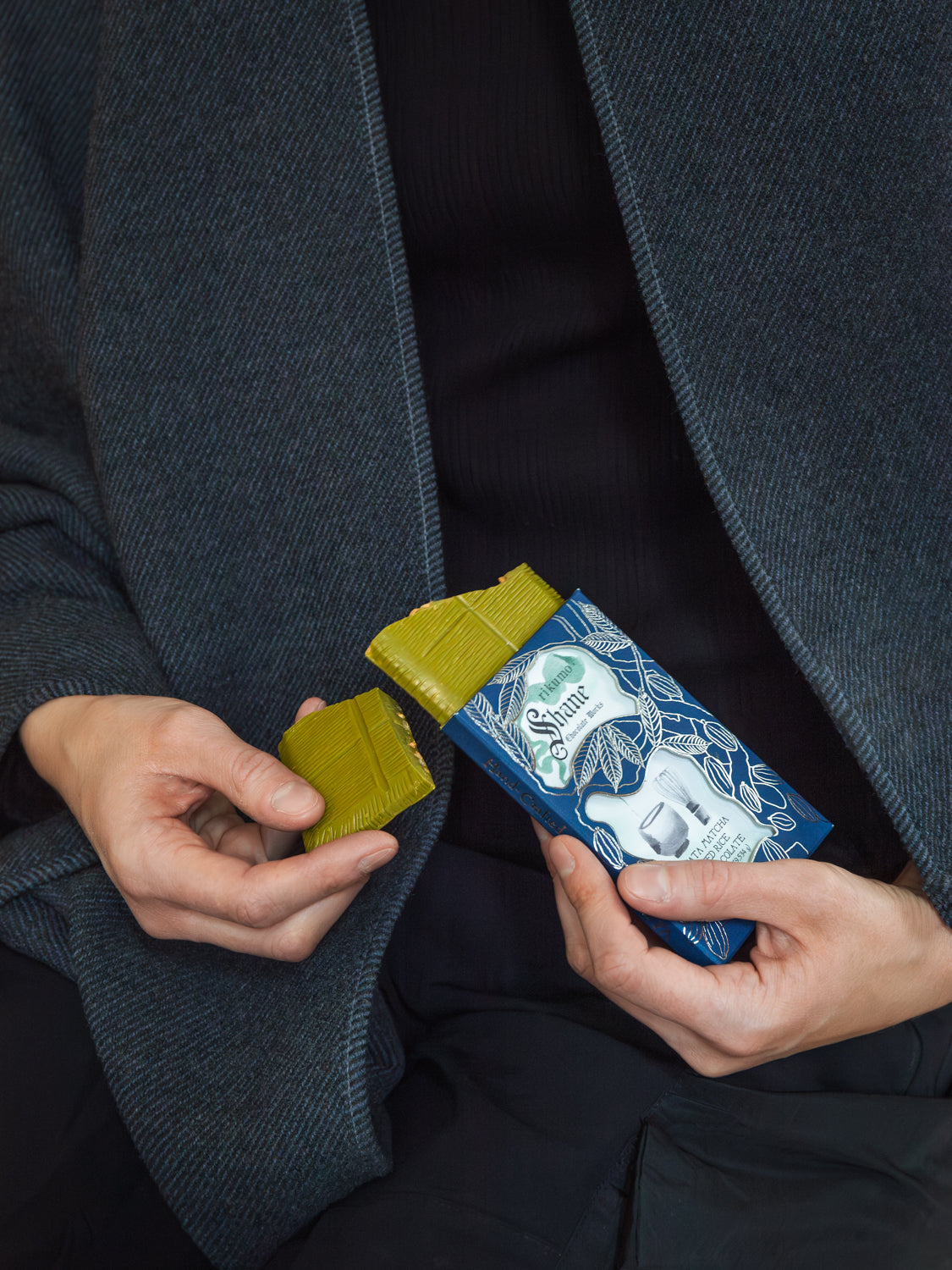 Premium Matcha Chocolate Bar by Rikumo x Shane Confectionery - 2.1oz (60g) - Artisan Japanese Green Tea Dark Chocolate for Gifts, Desserts & Tea Pairing