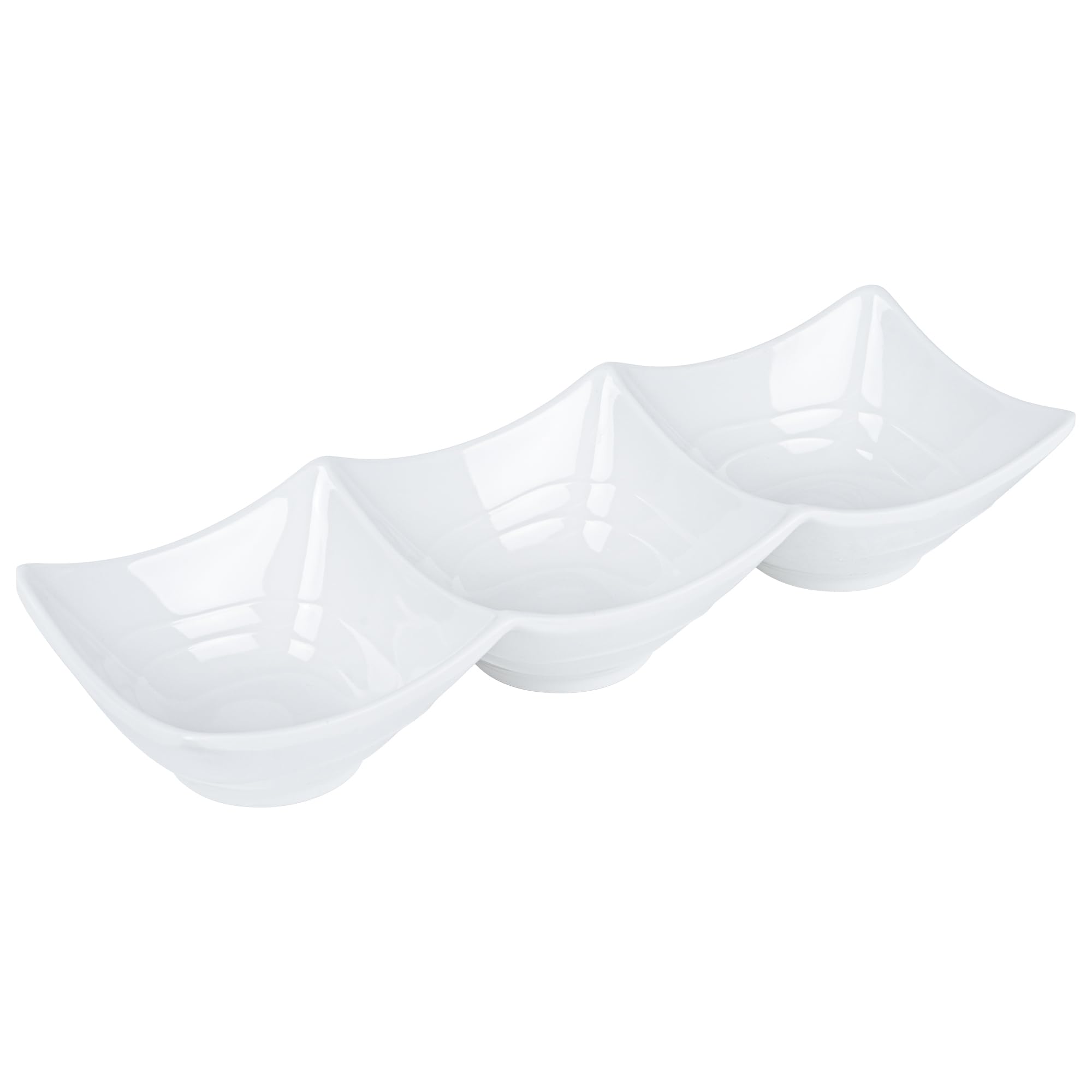 Voga 8.5 oz Square Melamine Serving Dishes - 3 Compartment Appetizer Plates for Dips, Snacks & Condiments | Durable Restaurantware for Catering, Parties & Home Entertaining