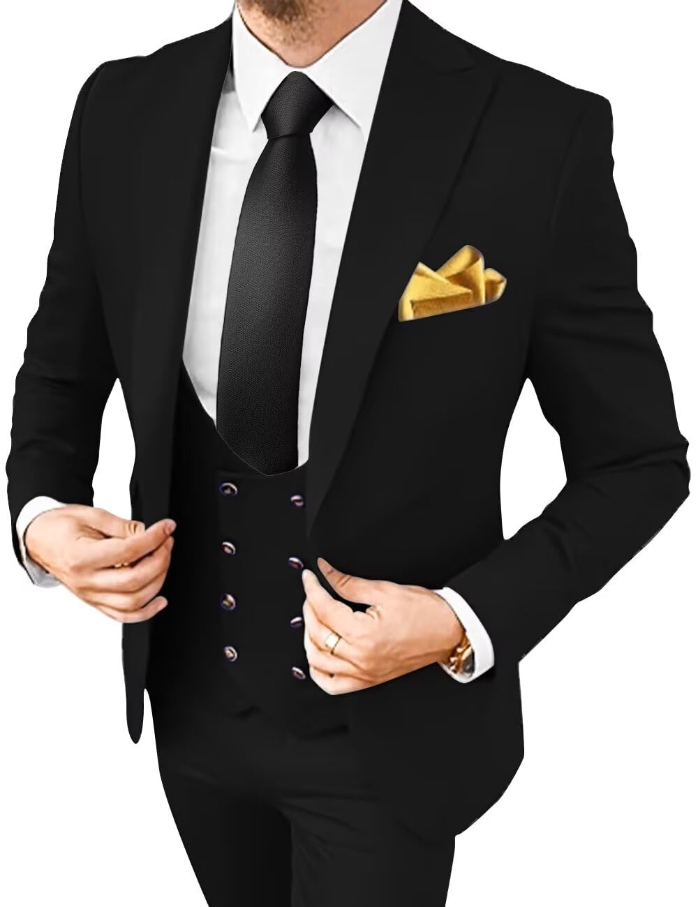 3-Piece Men's Slim Fit Double Breasted Wedding Suit Set - Blazer, Vest & Pants for Prom, Groom, Business & Formal Events | Premium Tailored Fit Tuxedo for Special Occasions