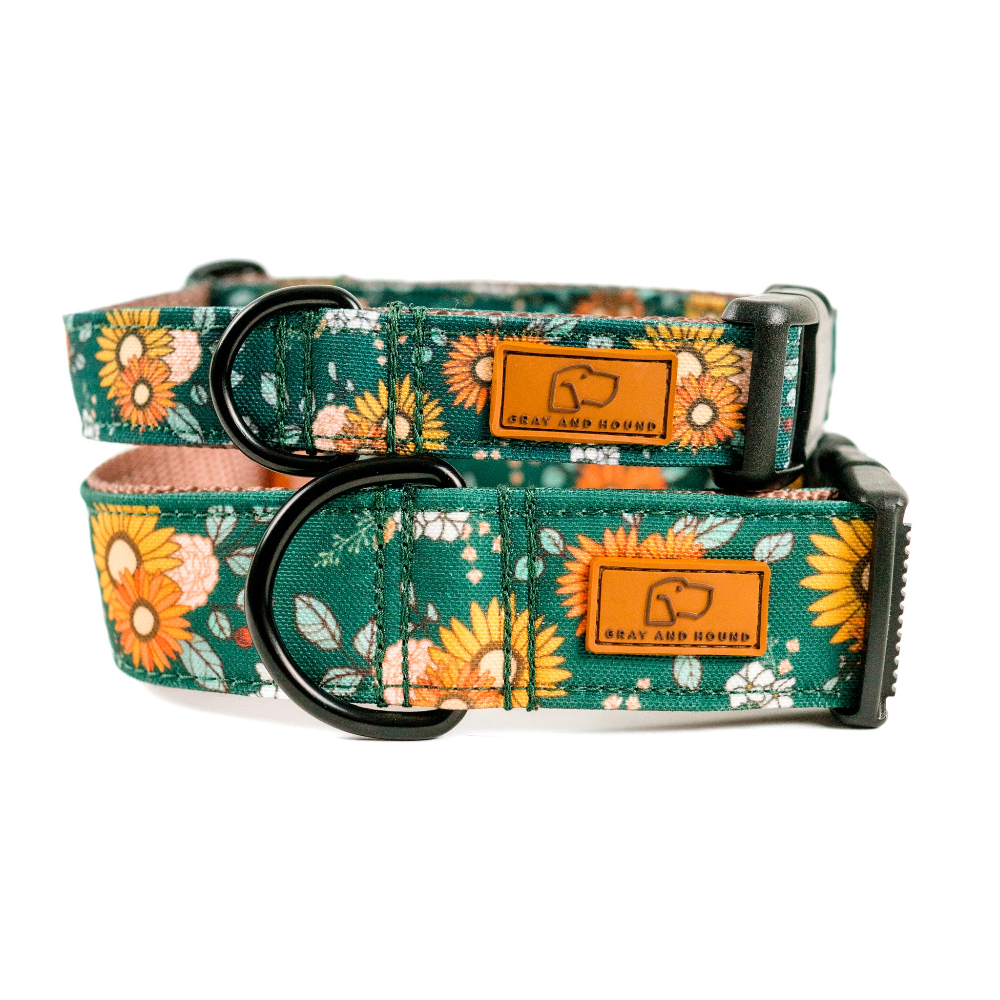 Emerald Floral Dog Collar - Adjustable Pet Collar with Soft Padded Lining for Small Medium Large Dogs - Perfect for Walks, Training & Fashion Accessories
