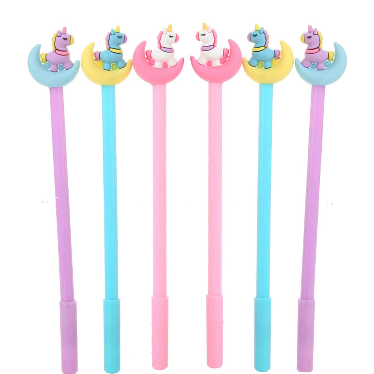 Vibrant Moon Donkey Gel Pens Set - 6 Pack Cute Colorful Kawaii Gel Ballpoint Pens for Office, School & Art Projects - Perfect for Journaling, Note Taking & Creative Writing