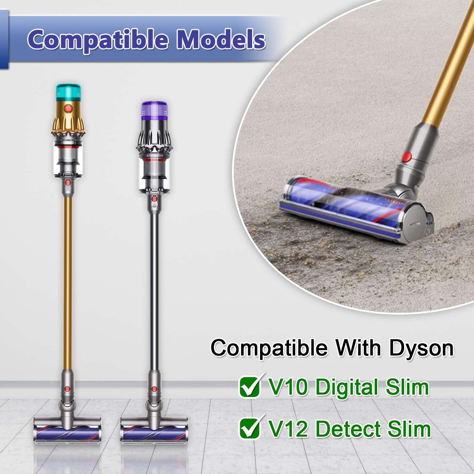 Dyson V12 Detect Slim Vacuum Cleaner Replacement Parts - Quick-Release Electric Head with Garbage Fighter Technology for Hardwood Floors & Carpets | Perfect for Pet Hair, Dust & Deep Cleaning in Homes & Offices