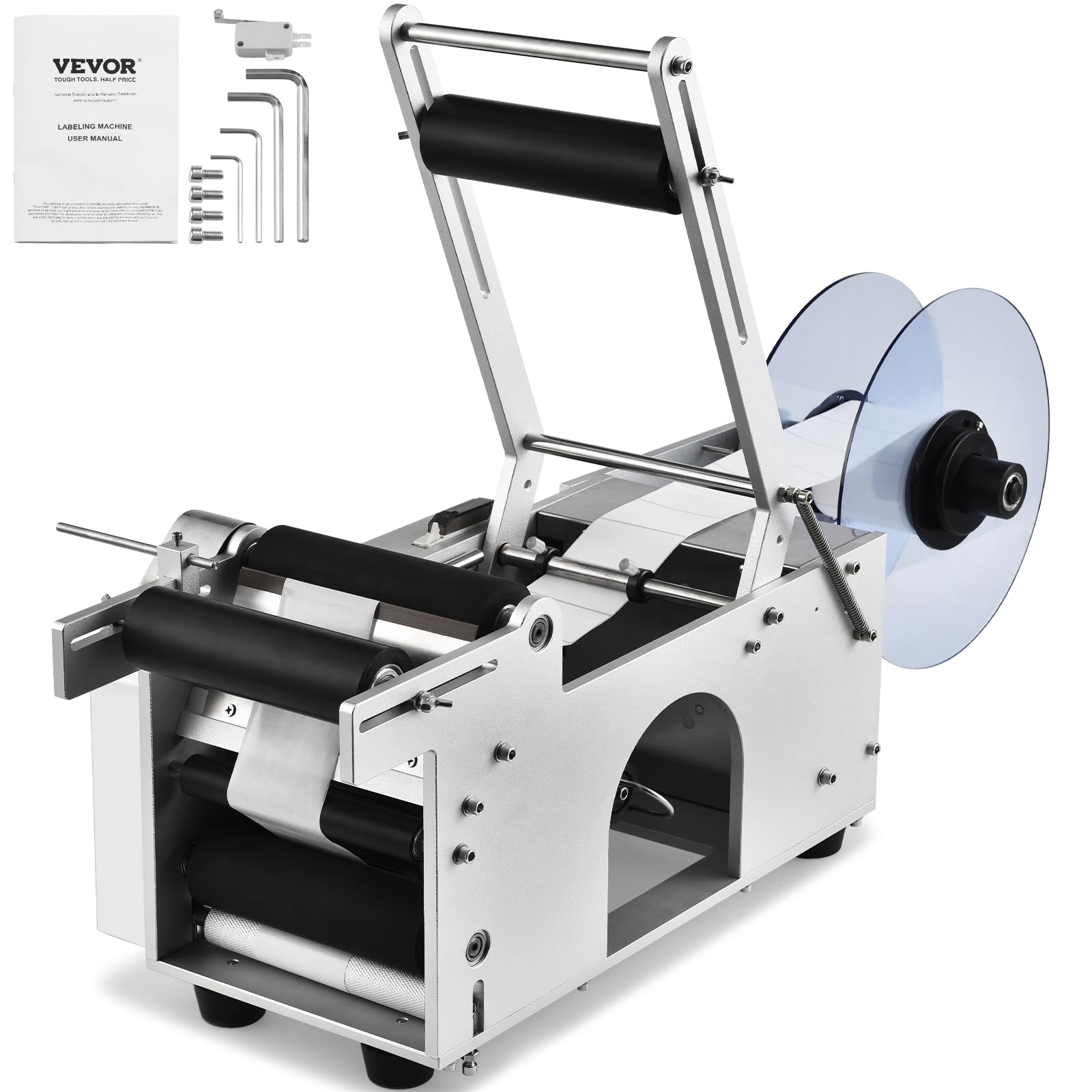 VEVOR Semi-Automatic Round Bottle Labeling Machine - 20-50pcs/min Electric Label Applicator for 0.78-4.72
