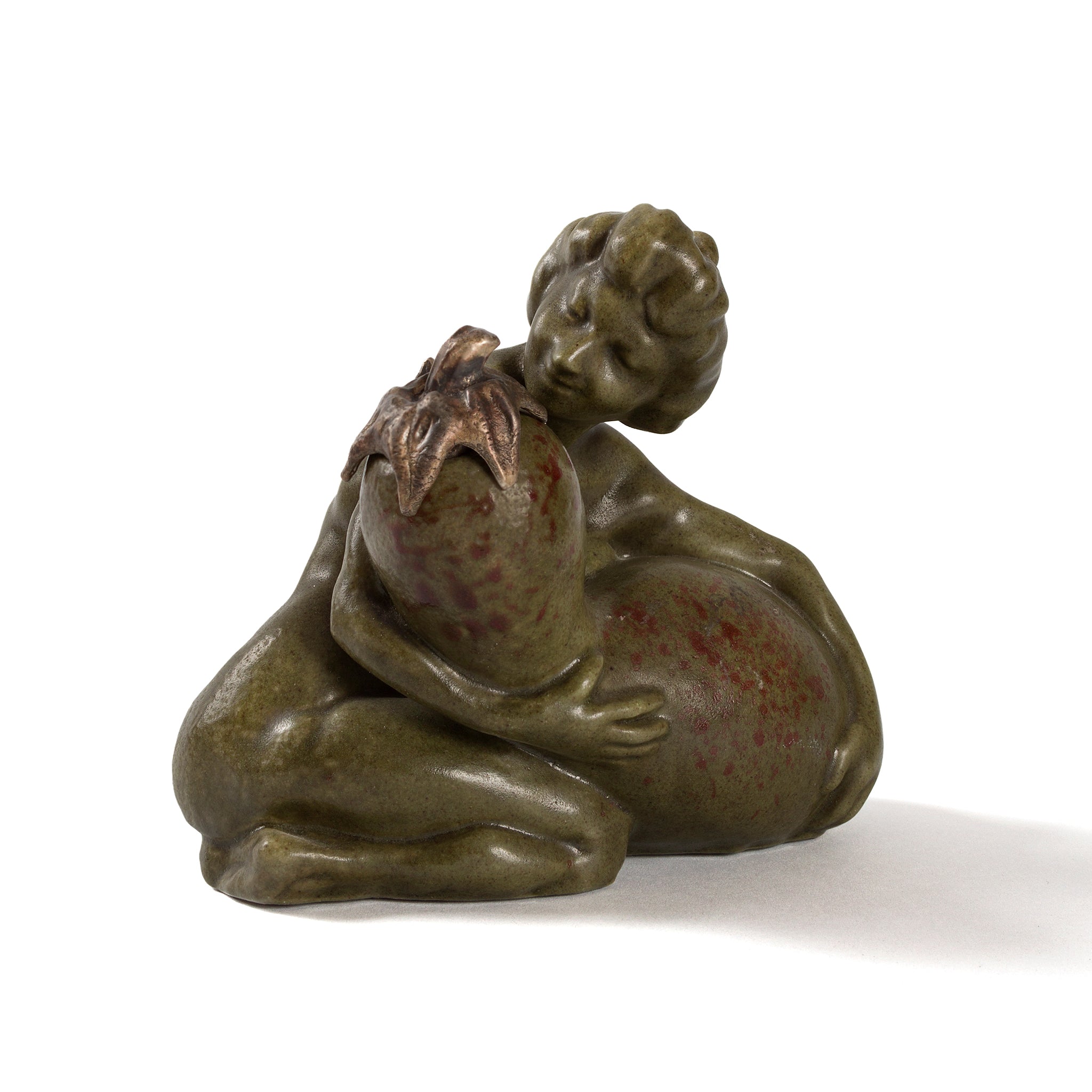 Francois Rupert Carabin Femme à la Coloquinte Ceramic Inkwell - Vintage French Art Nouveau Inkwell for Collectors & Writers - Perfect for Antique Desks & Calligraphy Stations