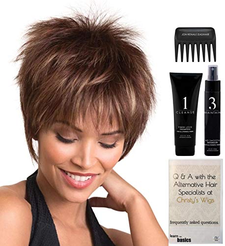 Noriko Billie Wig Bundle - 5 Items Including Bubblegum Rooted Synthetic Hair, Christy's Wigs Q&A Booklet, 2oz Travel Size Wig Shampoo, HD Smooth & Wide Tooth Comb - Perfect for Cosplay, Costume Parties & Daily Wear