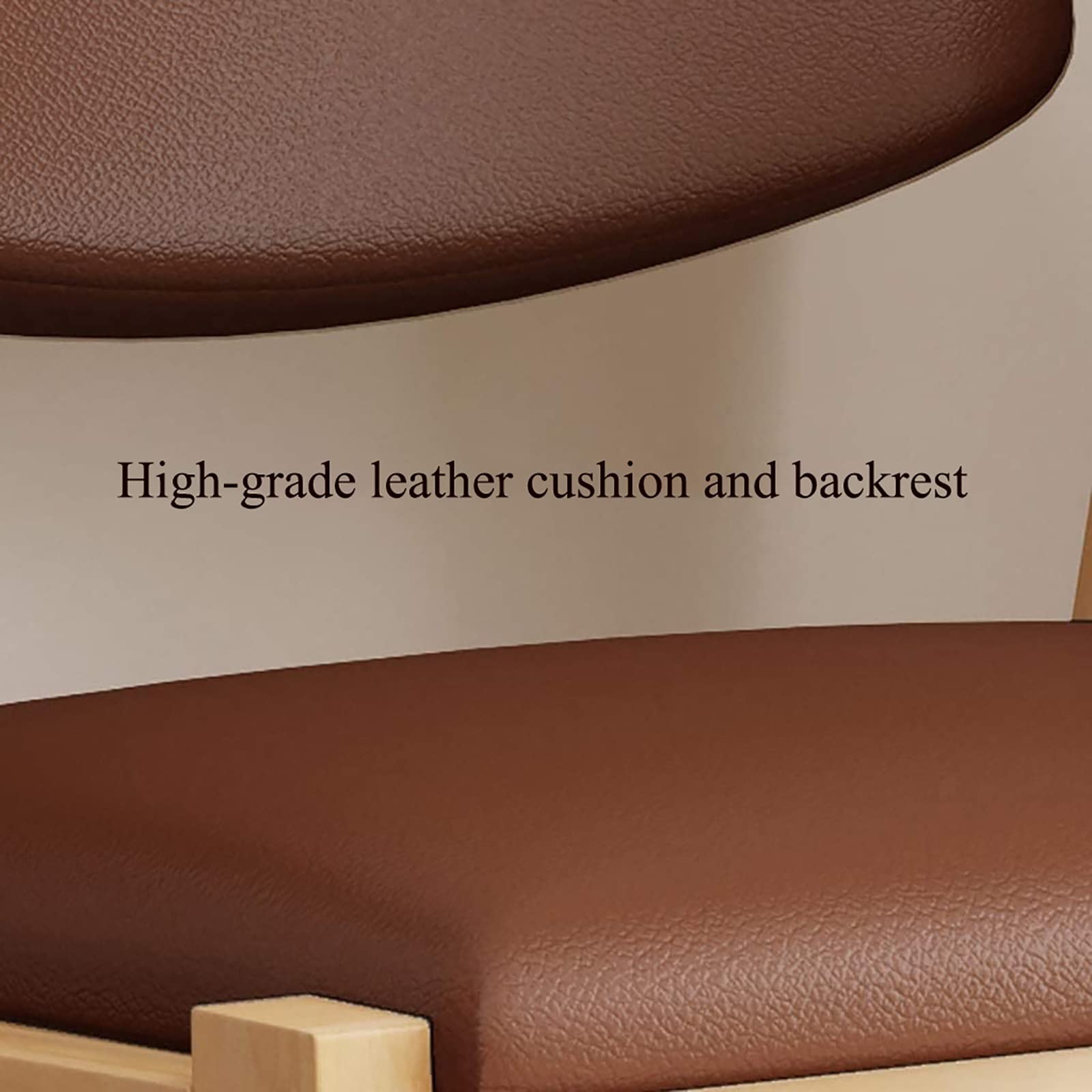 Nordic Modern Dining Chair - Solid Rubber Wood & PU Upholstered Desk Chair - Home Office, Living Room, Bedroom Accent Chair - Comfortable Lounge & Dressing Seat (Dark Brown) - Perfect for Dining Rooms, Home Offices & Bedroom Vanities