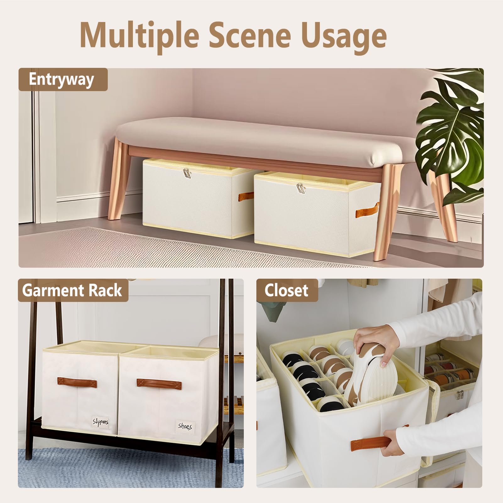 2 Pack Clear Stackable Shoe Storage Box Organizer - 24 Cell Space Saving Shoe Containers with Lids for Closet, Ottoman & Wardrobe | Foldable Shoe Rack Cabinet Cubby for Home Organization & Bedroom Storage