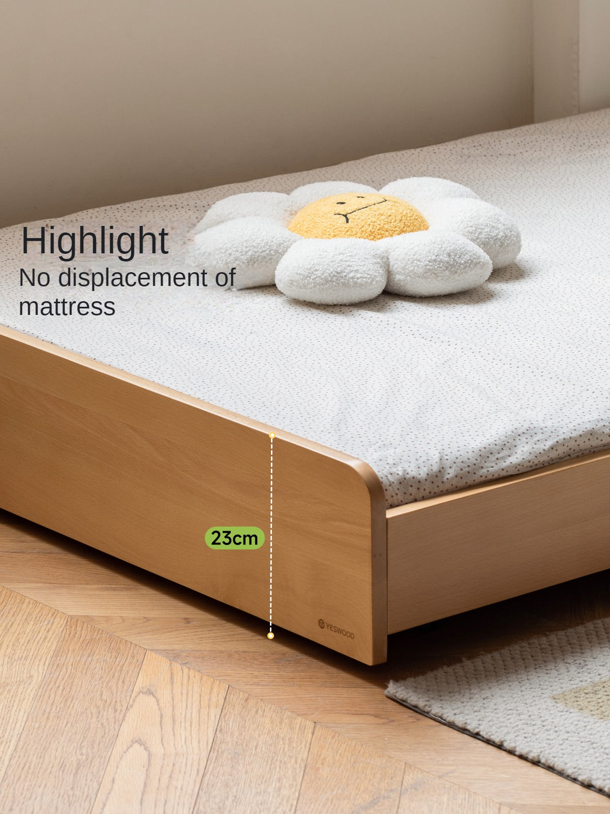 Solid Oak & Beech Wood Floor Bed with Pulley - Toddler Bed for Safe & Comfortable Sleep - Perfect for Montessori Bedrooms & Kids' Room Decor
