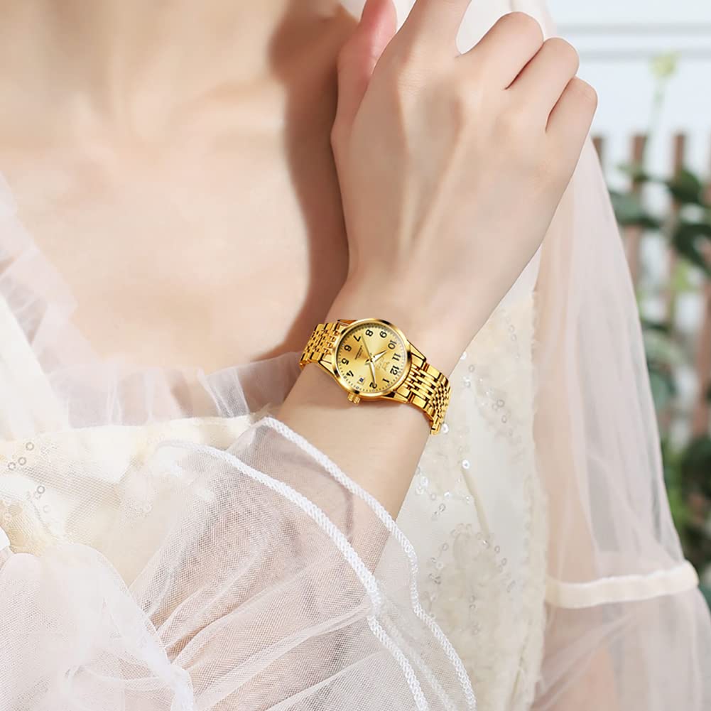 OLEVS Women's Automatic Diamond Watch - Small Face Self-Winding Ladies Dress Watch, Waterproof & Fashionable - Perfect for Business, Party & Everyday Wear