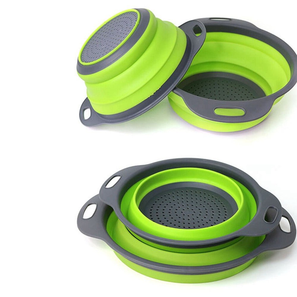 Fox Collapsible Colander Set of 2 - Space Saving Expandable Kitchen Strainer for Pasta, Salad & Vegetables - Perfect for Small Kitchens, Camping & RVs