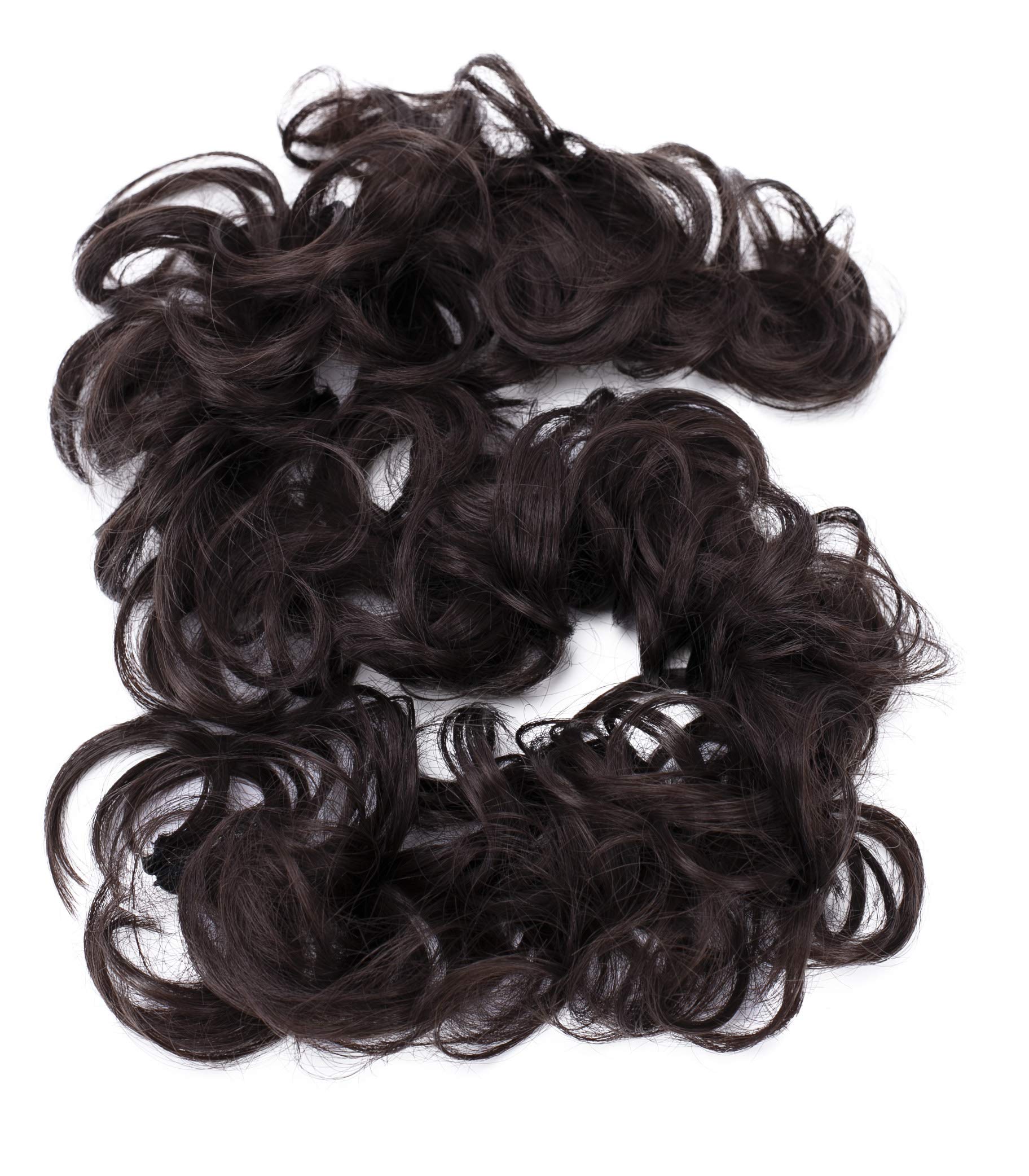 BLUSHIA Heat Resistant Synthetic Hair Wrap - Messy Curly Updo Hairpiece in Chocolate Brown | Perfect for Weddings, Parties & Everyday Styling