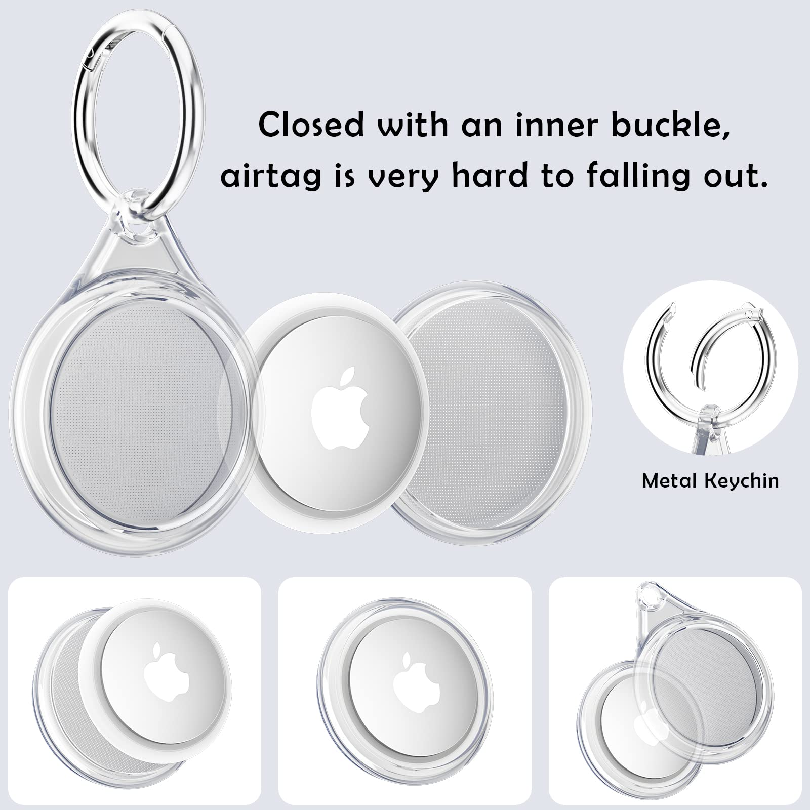 Waterproof Airtag Holder 4 Pack - Fhtase Apple AirTag Keychain Case with 360° Full Body Protection for Dog Collar, Luggage, Backpack & Keys | Durable Tracker Cover for Pets, Travel & Everyday Use
