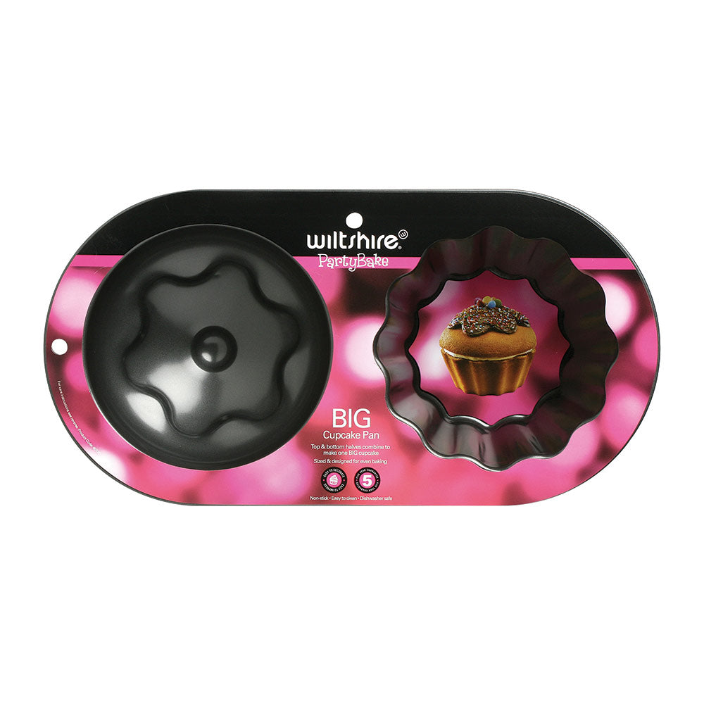 PartyBake Big Cupcake Pan - 2 Cup Non-Stick Baking Mold for Jumbo Muffins & Cupcakes | Perfect for Birthday Parties, Baby Showers & Holiday Baking