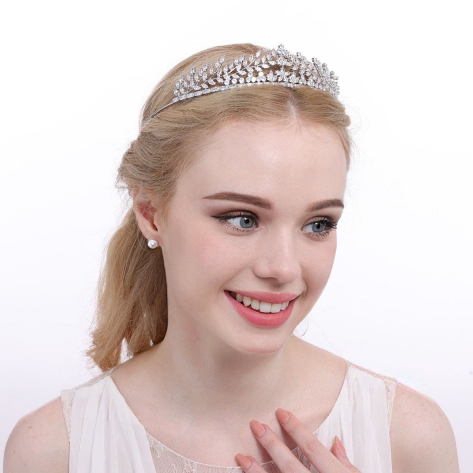 Luxury Bridal Silver & Gold Hair Zircon Tiara (GS0177) - Elegant Wedding Crown for Brides, Bridesmaids & Prom - Wholesale & Bulk Orders Available