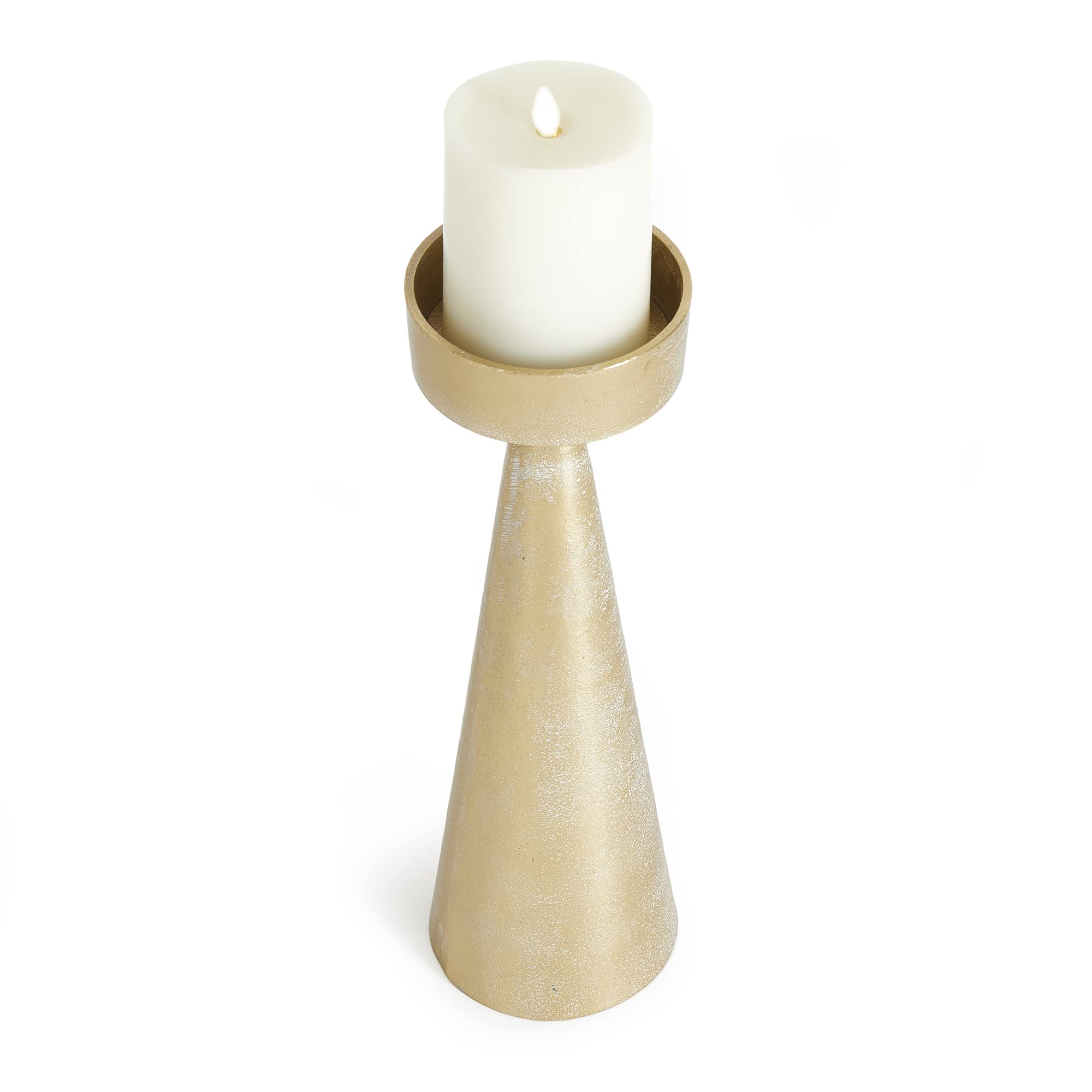 Napa Home & Garden Florence Large White Ash Gold Candle Stand - Elegant Home Decor for Living Room, Bedroom, or Wedding Centerpiece