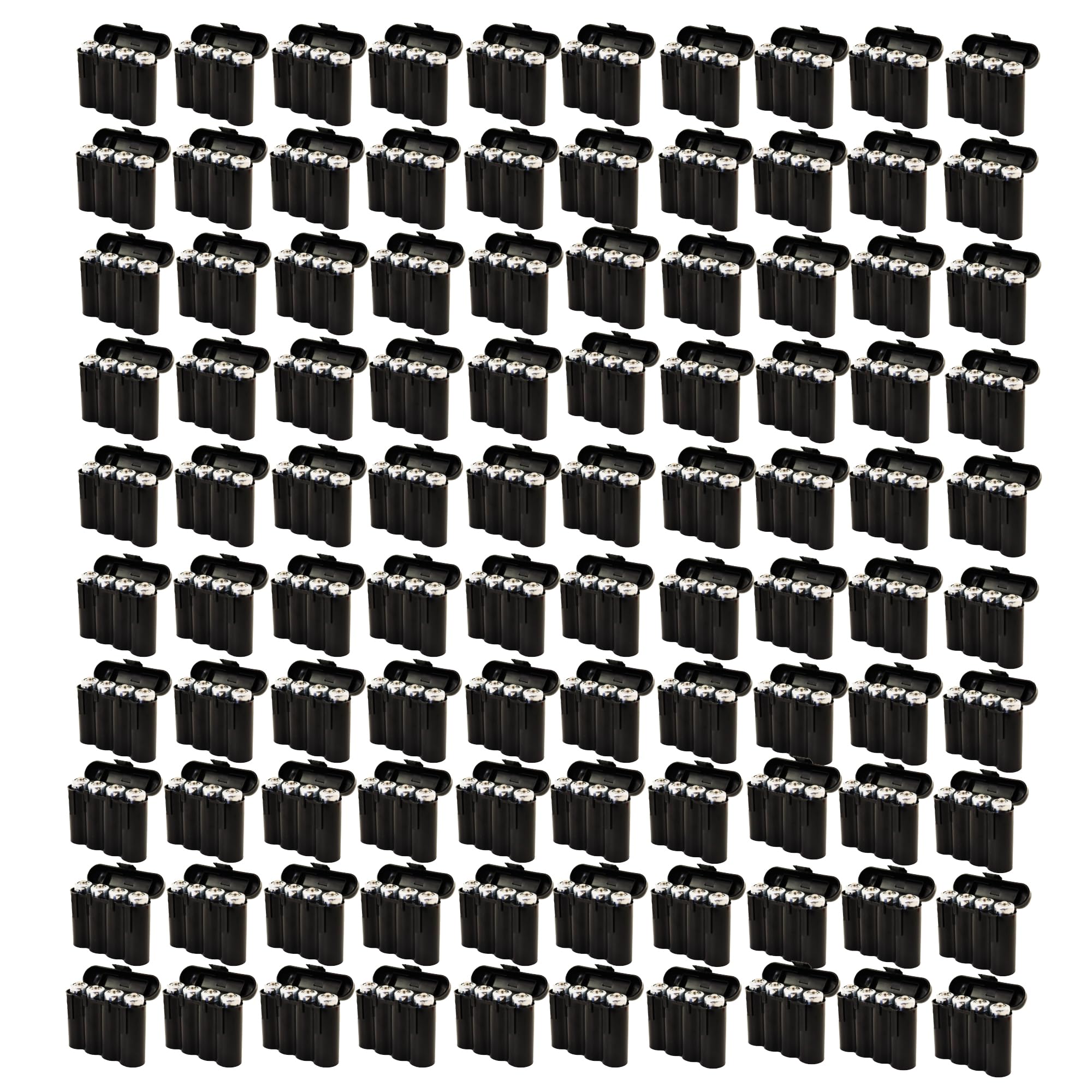100 Pack Black Battery Storage Cases for AA AAA CR123A - Organize and Protect Batteries for Home, Office, and Travel Use