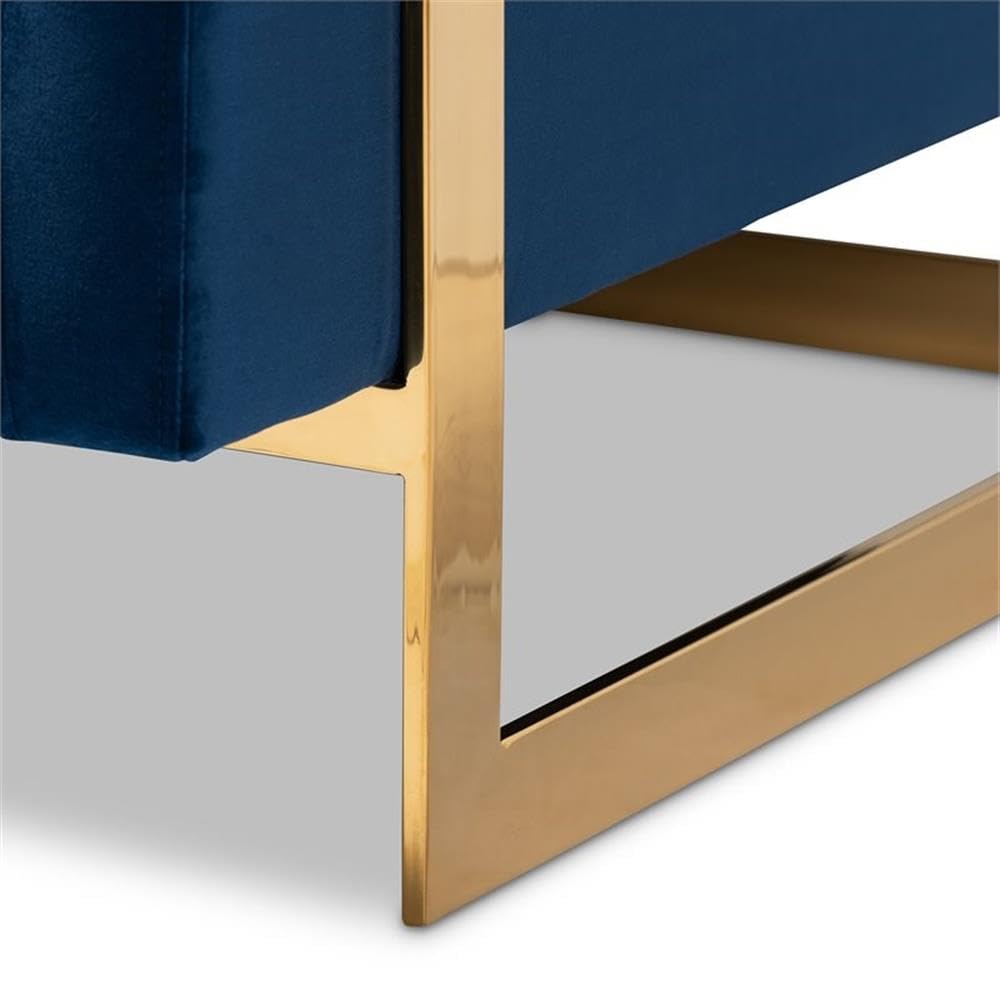 Baxton Studio Matteo Velvet Fabric Accent Chair with Gold Finish - Royal Blue Velvet Upholstered Chair for Living Room, Bedroom & Home Office Decor