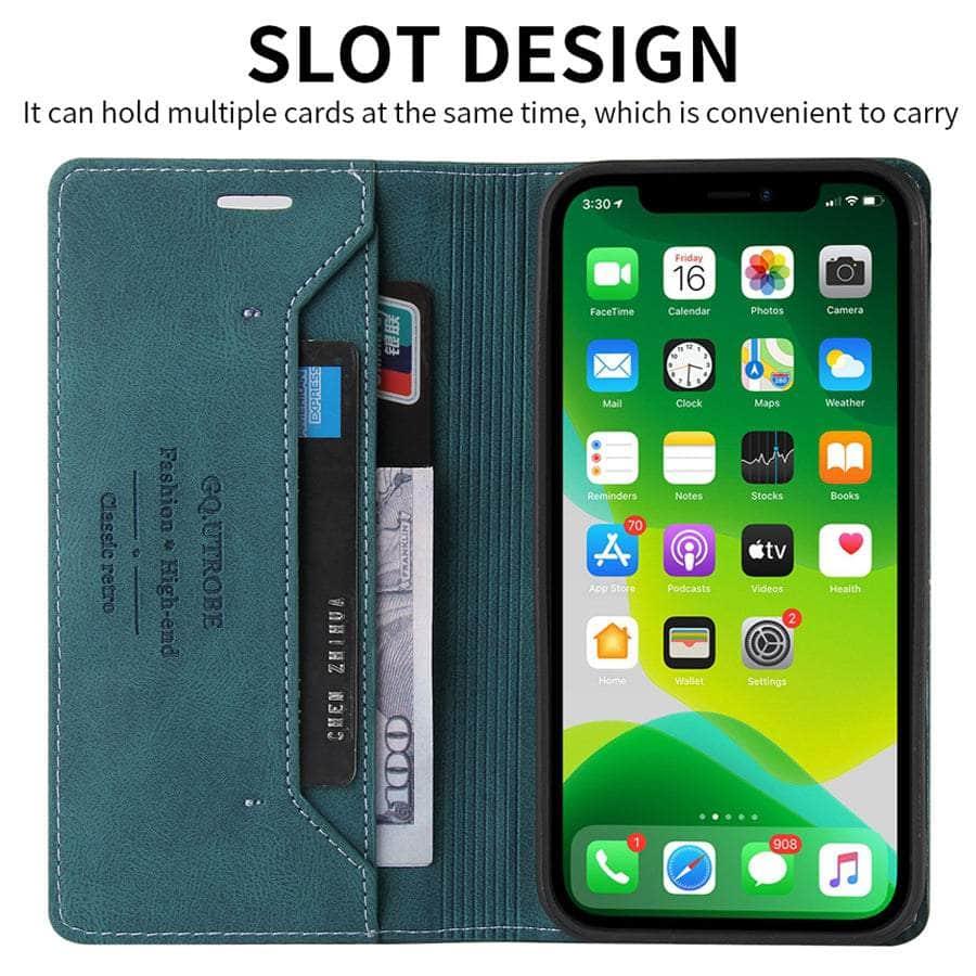 Anti-Theft RFID Blocking Wallet Case for iPhone SE 2022 - Slim Protective Cover with Card Slots & Cash Pocket | Perfect for Travel, Commuting & Everyday Use