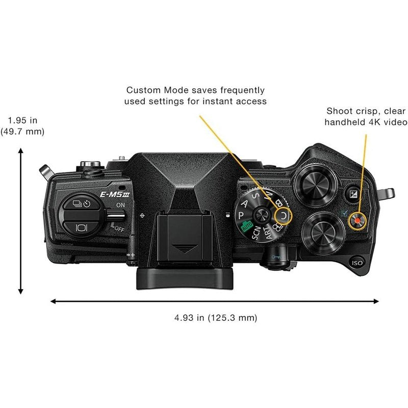 Olympus OM-D E-M5 Mark III Mirrorless Digital Camera - 20MP, 4K Video, Weatherproof for Travel & Outdoor Photography