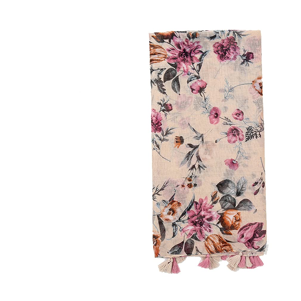Boho Scarf for Women - Lightweight Floral Printed Shawl with Fringe | Soft Fashion Scarf for Fall & Winter | Perfect for Layering, Outdoor Activities & Gift Giving