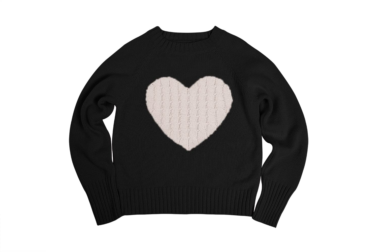 Batermoon Girls' Pullover Sweaters - Long Sleeve Cute Heart Pattern Crewneck Knit Jumper Tops for School, Casual Wear & Winter Outfits