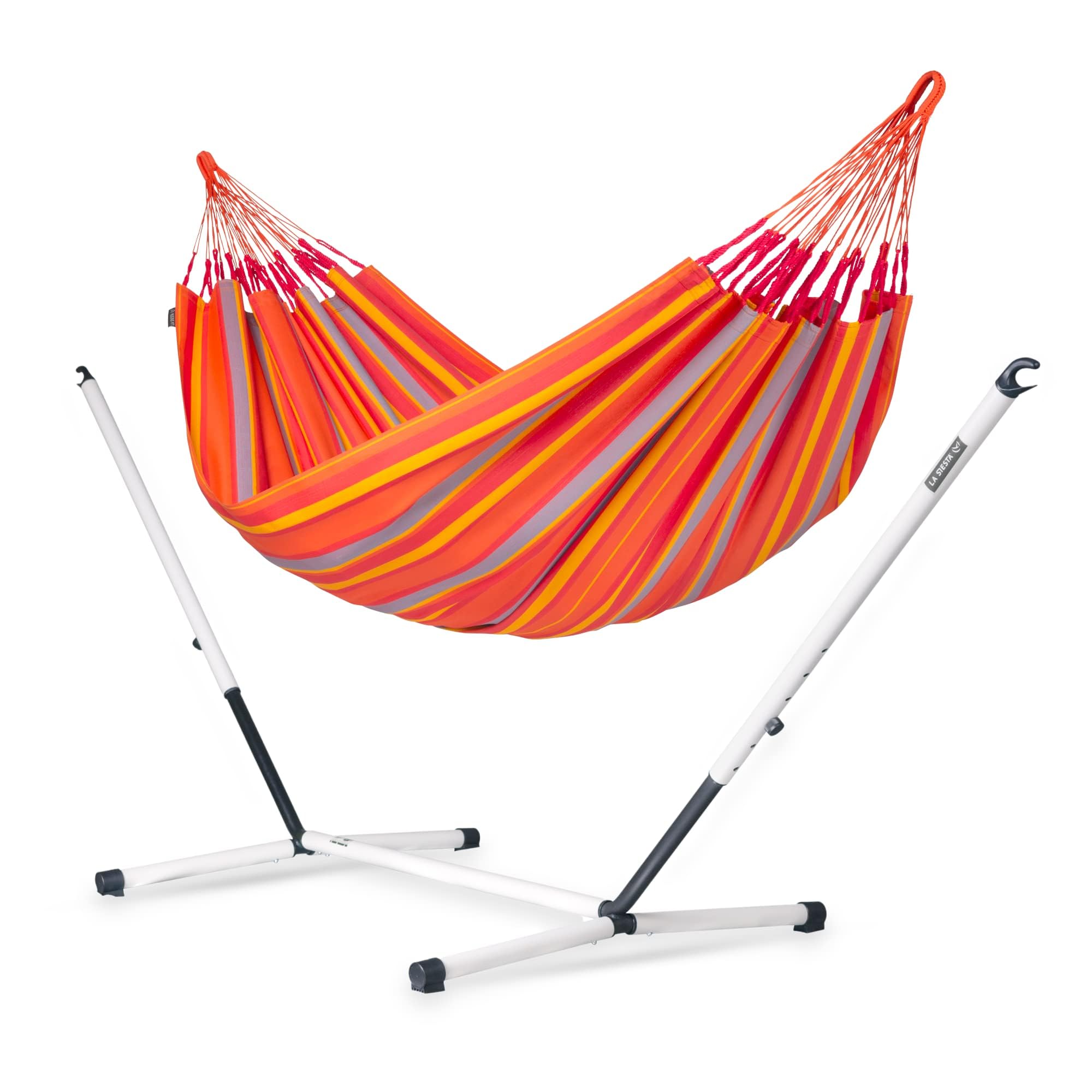 LA SIESTA® Large Double Brisa Classic Hammock with Nautico Steel Stand - Weatherproof & Tear-Resistant Portable Hammock Set for 2 People (355 lbs Capacity) - Perfect for Balcony, Porch, Garden, Backyard, Patio & Indoor Relaxation - Toucan Design
