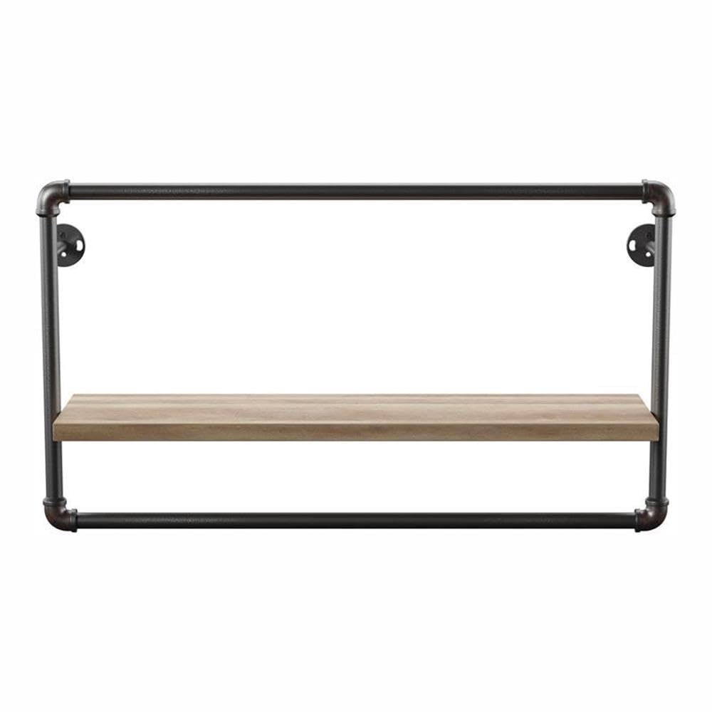 Furniture of America Alvara 27.5-Inch Metal Wall Shelf in Sand Black - Perfect for Living Room, Bedroom & Bathroom Storage & Decor