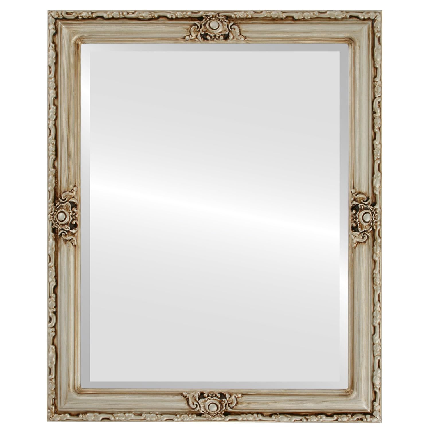 Jefferson Style Silver Rectangle Beveled Wall Mirror 26x32 Inches - Elegant Home Decor for Living Room, Bedroom & Entryway