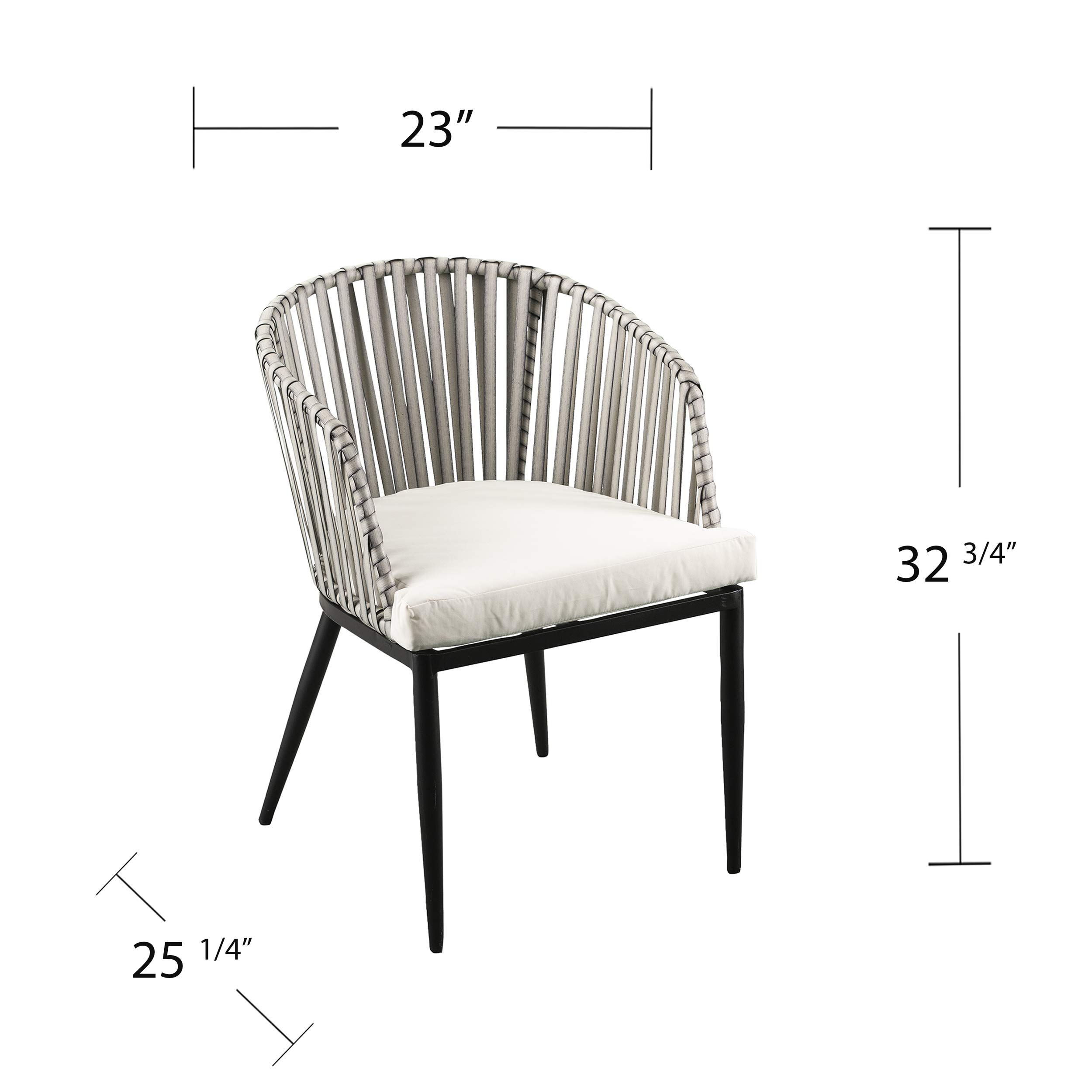 SEI Furniture Melilani Outdoor Patio Chairs Set of 2 - Waterproof Wicker Rattan Lounge Chairs with Cushions, Black & White - Perfect for Backyard, Poolside, Garden, and Deck Relaxation