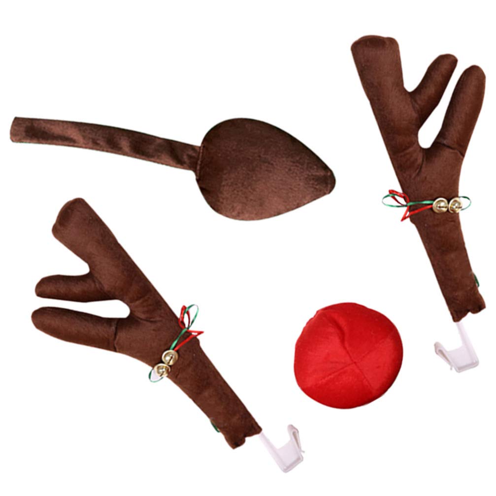 VICASKY Christmas Car Decoration Kit - Reindeer Auto Accessories, Rudolph Car Kit with Jingle Bells for Holiday Vehicle Costume | Perfect for Christmas Parades, Holiday Parties & Festive Family Road Trips