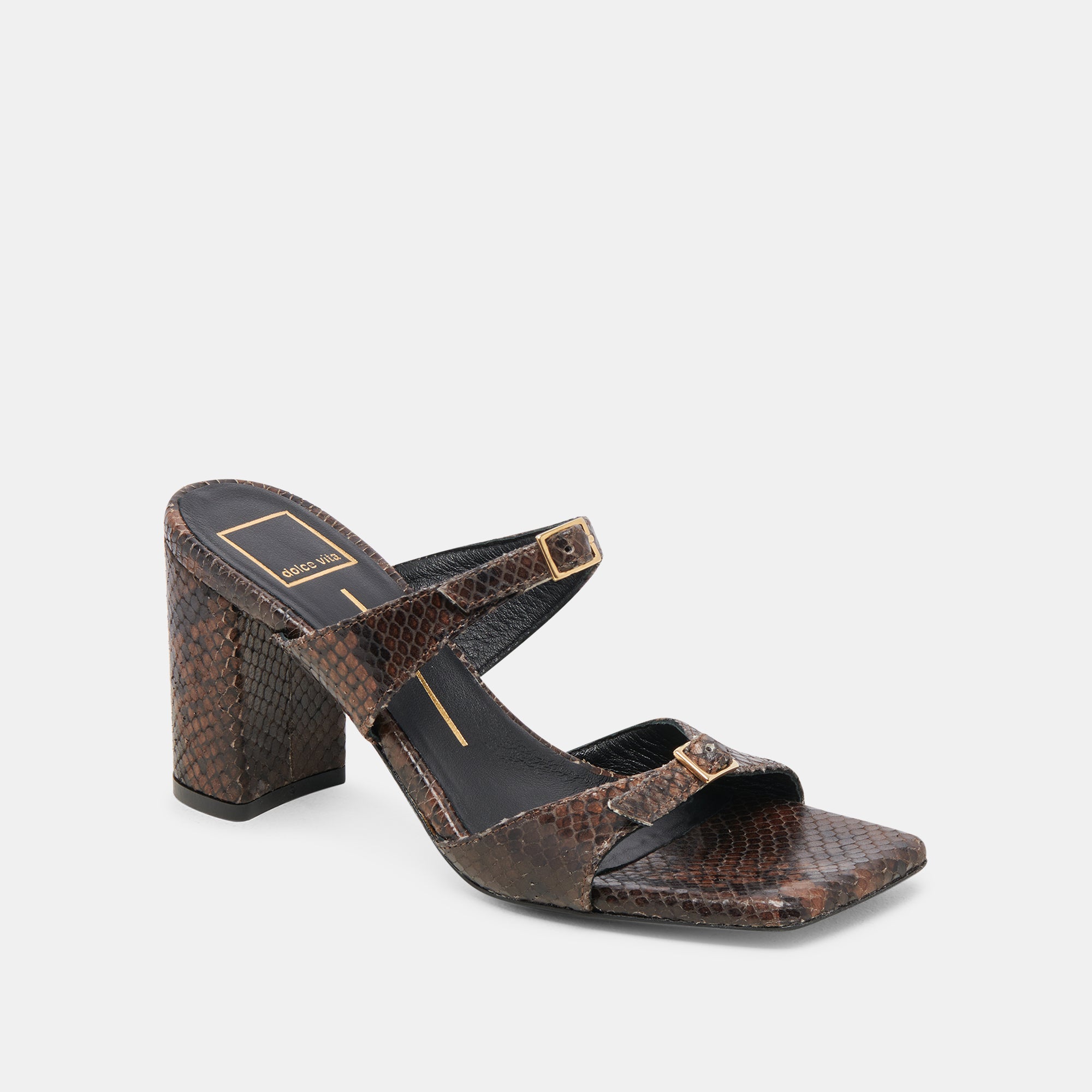 SHANE Women's DK Brown Snake Embossed High Heels - Stylish & Comfortable Dress Shoes for Parties, Weddings & Evening Events