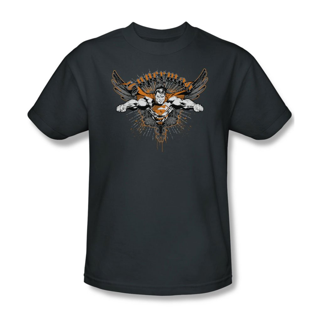 Superhero Take Wing Adult T-Shirt - Charcoal Gray Cotton Graphic Tee for Men | Casual Wear, Cosplay & Comic Con Outfits