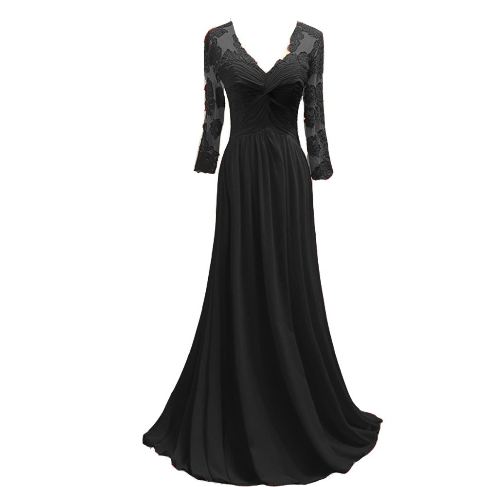 Kivary® Elegant V-Neck Sheer Long Sleeve Lace Evening Gown - Formal Prom Dress for Women, Perfect for Weddings, Parties & Special Occasions