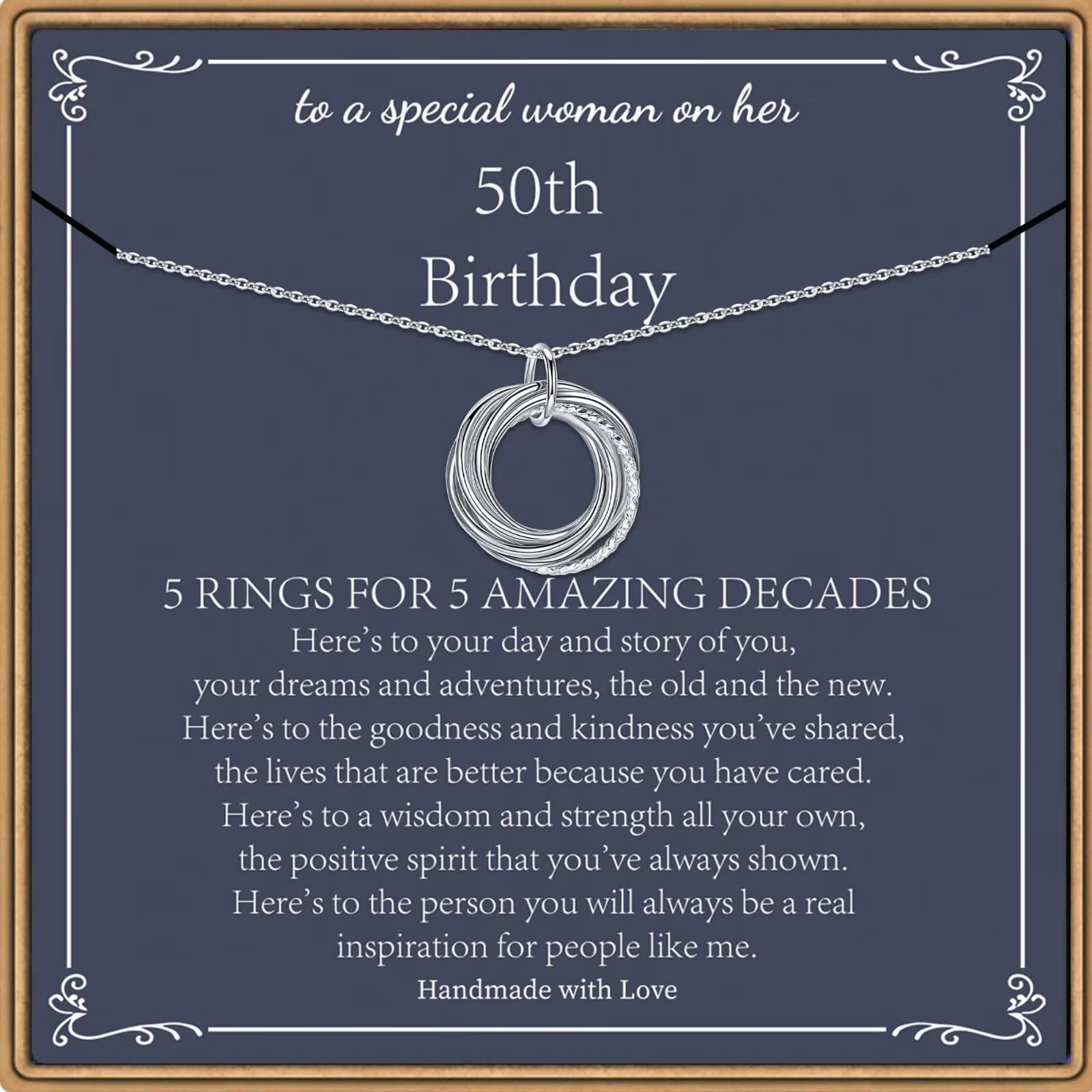 Elegant Sterling Silver Circle Necklace - Perfect 30th 40th 50th 60th 70th 80th 90th Birthday Gift for Women - Jewelry for Anniversary, Mother's Day & Special Occasions