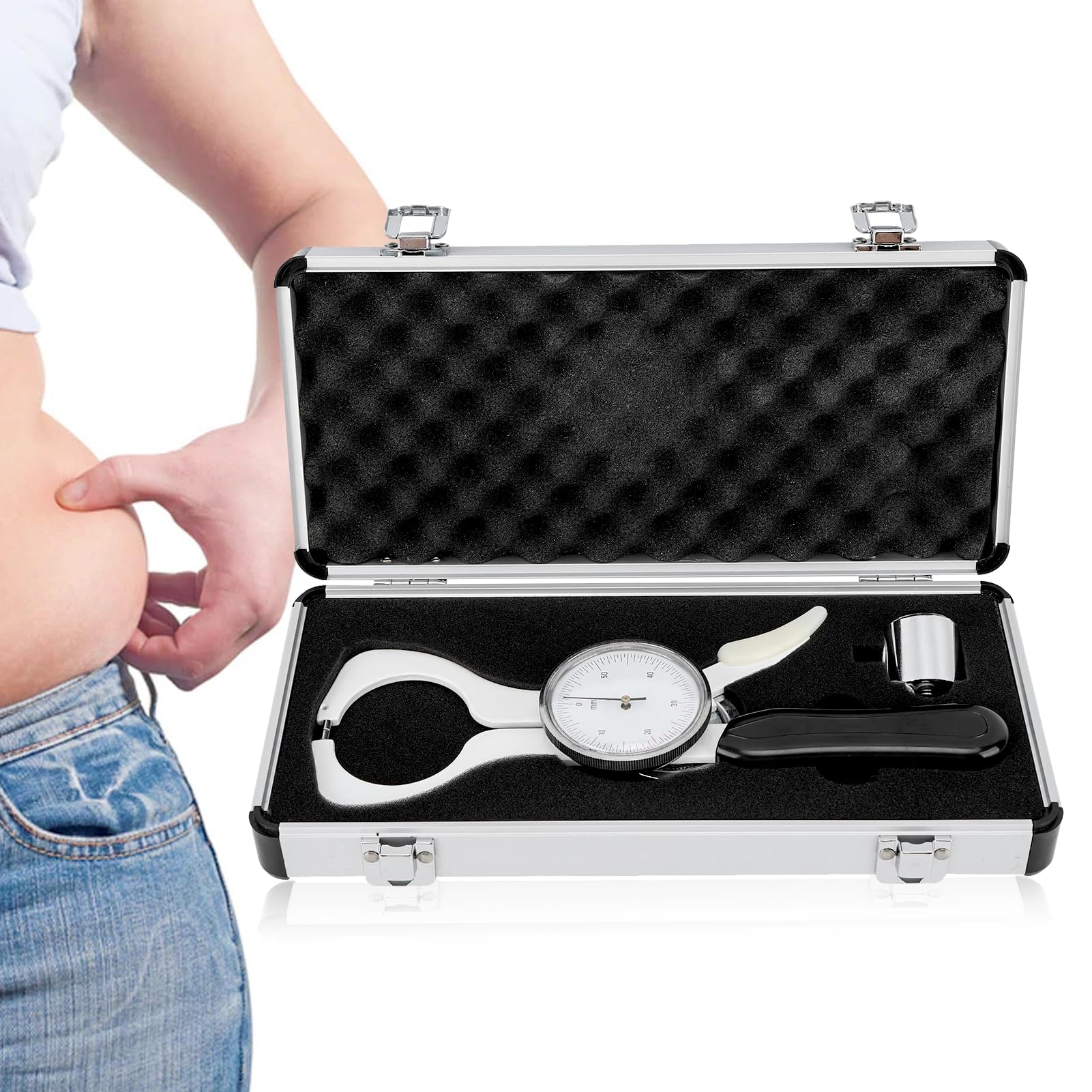 Professional Body Fat Caliper - Accurate Skinfold Measurement Tool for Fitness Tracking & Body Composition Analysis | Ideal for Personal Trainers, Athletes & Home Gym Use