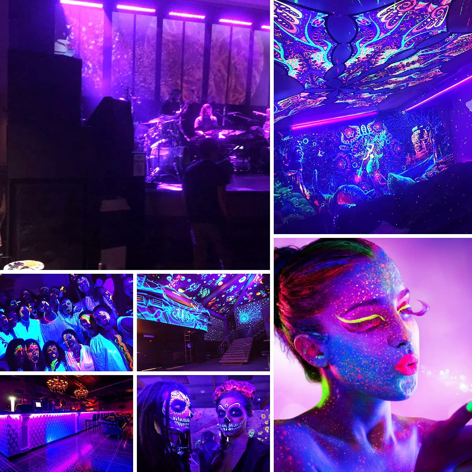 36 LED Black Lights - U'King 72W UV Stage Lighting with DMX & Remote Control - Glow in The Dark Party Supplies for Halloween, Rave, Neon Dance Club & Stage Performances (1 Pack)