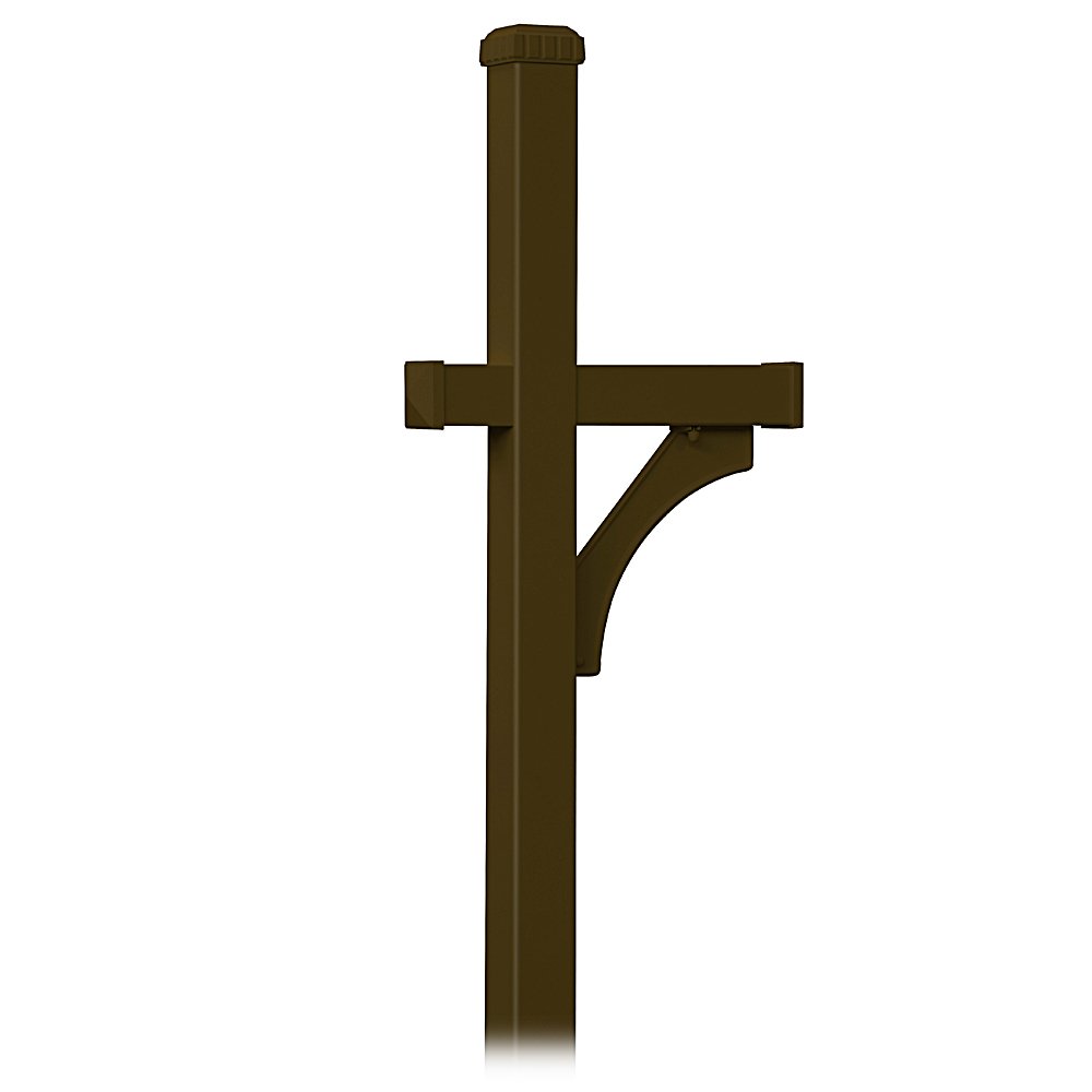 Salsbury Industries 4870BRZ Deluxe Bronze Mailbox Post - Single Sided, In-Ground Mounted for Residential & Commercial Use - Perfect for Driveways, Front Yards & Street Side Installations