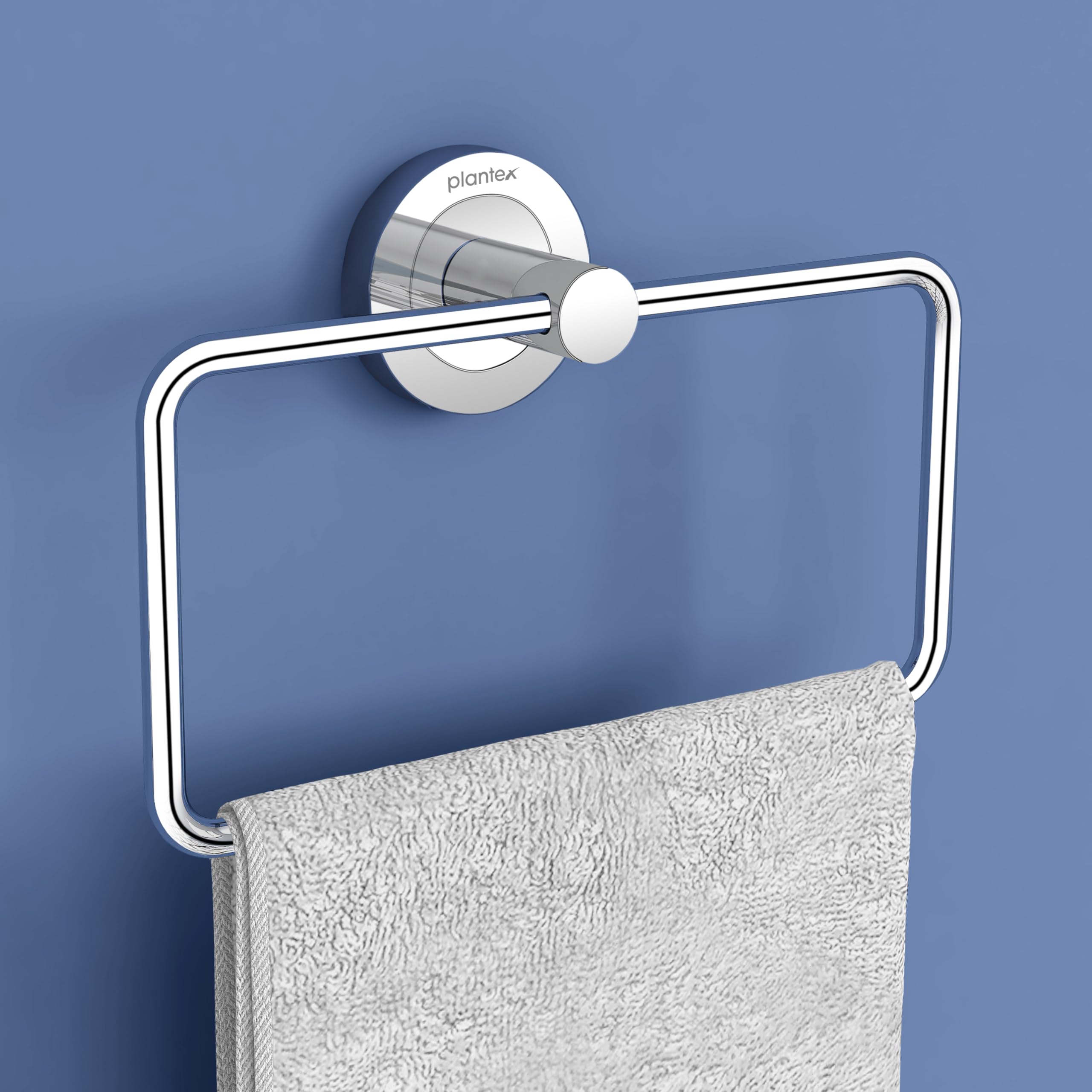 Plantex Stainless Steel Towel Hanger - Chrome Rectangular Bathroom Towel Ring & Napkin Holder for Wash Basin | Durable Bathroom Accessories for Home & Hotel Use