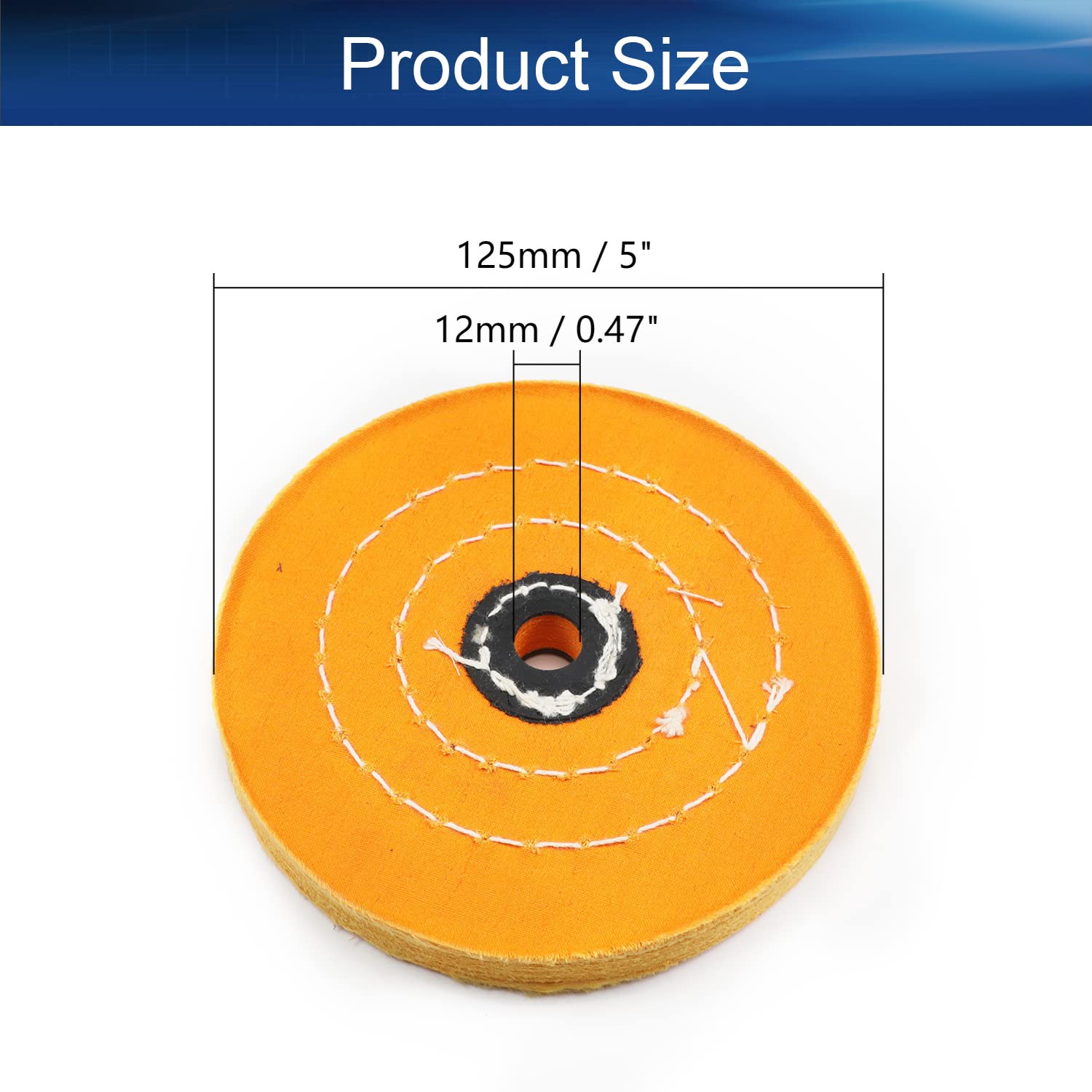 Auniwaig 5 Inch Cotton Buffing Polishing Wheel for Bench Buffer & Bench Grinder - 12mm Arbor Hole (1pc) - Perfect for Metal Polishing, Jewelry Making & Automotive Detailing